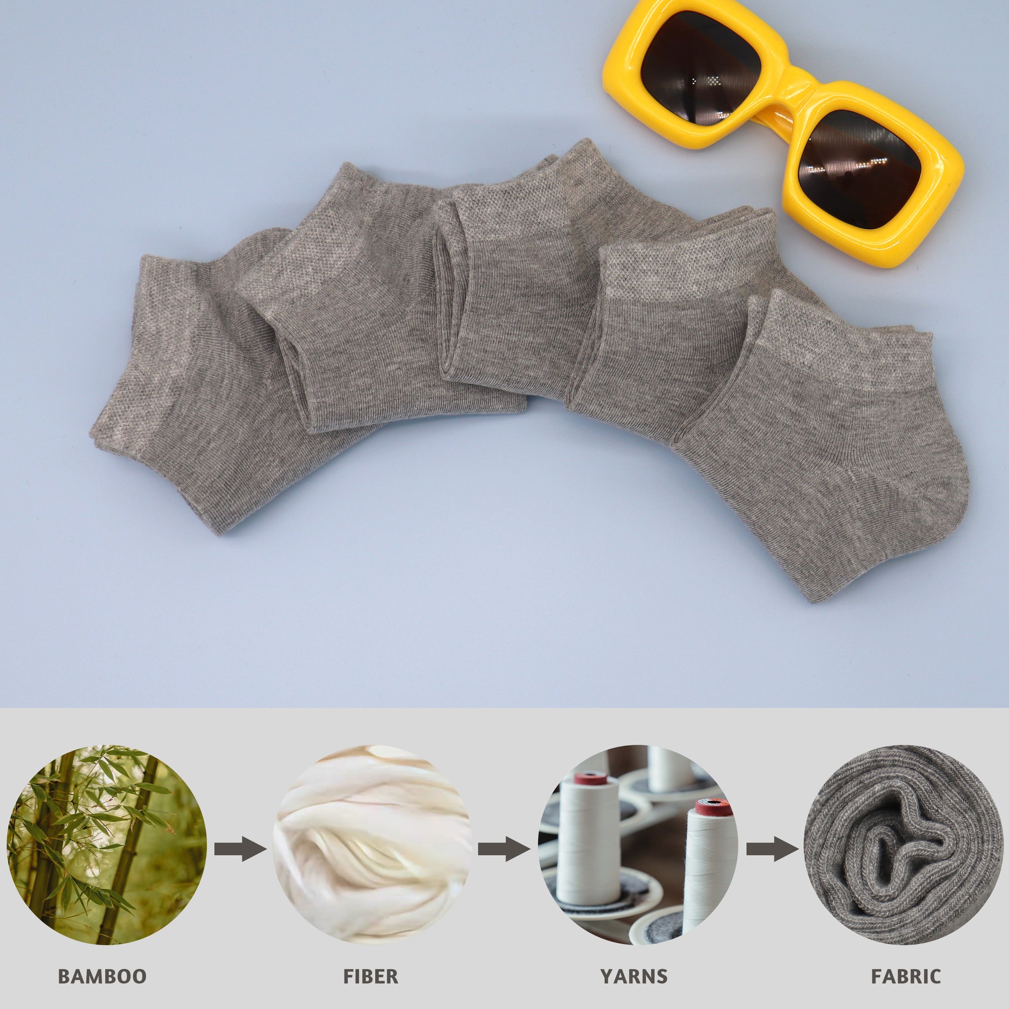 Bamboo School Socks Ankle Super Soft School Kids Socks Stretch Cuffs Athletic Socks Odor Resistant Anti-odor 5 Pairs
