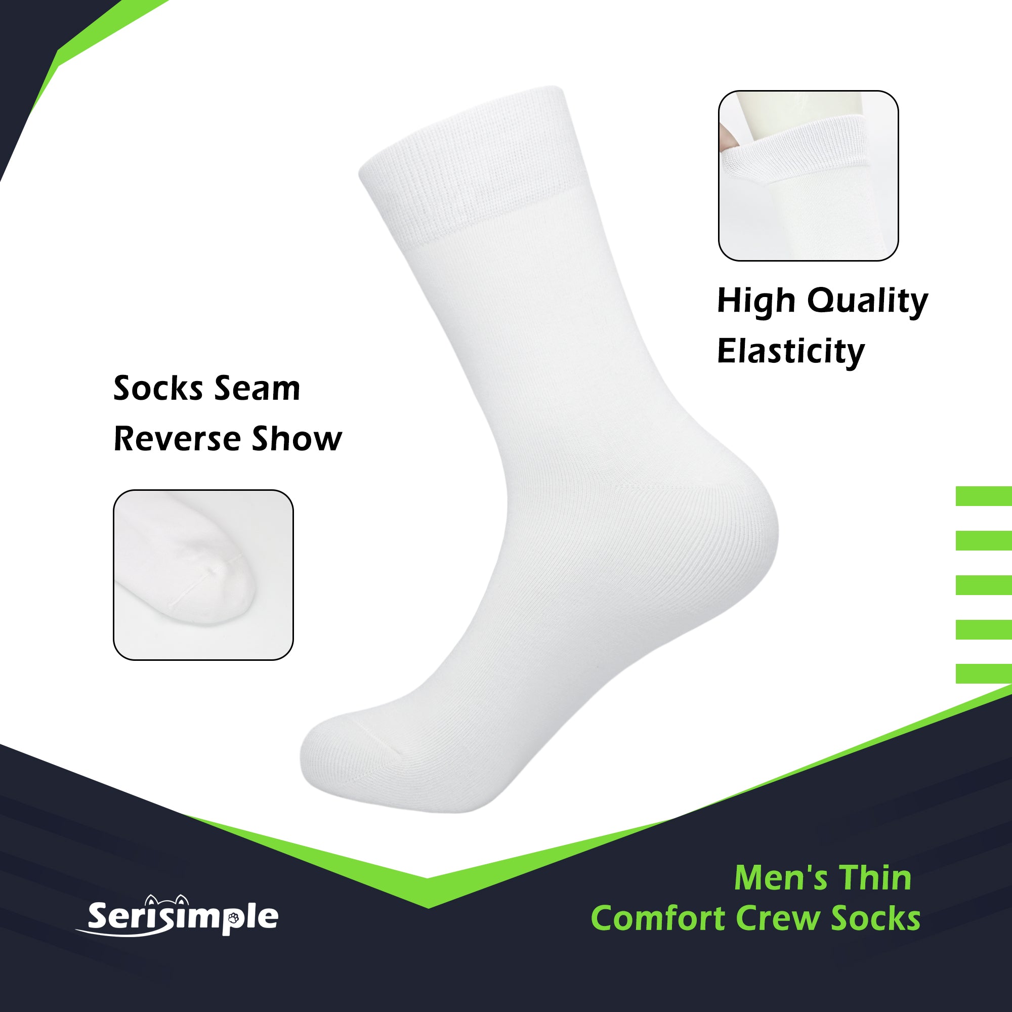 Bamboo Dress Men Sock Thin Soft Crew Anti Odor Lightweight Sock Odor Resistant Breathable Sock 9-13,5 Pairs
