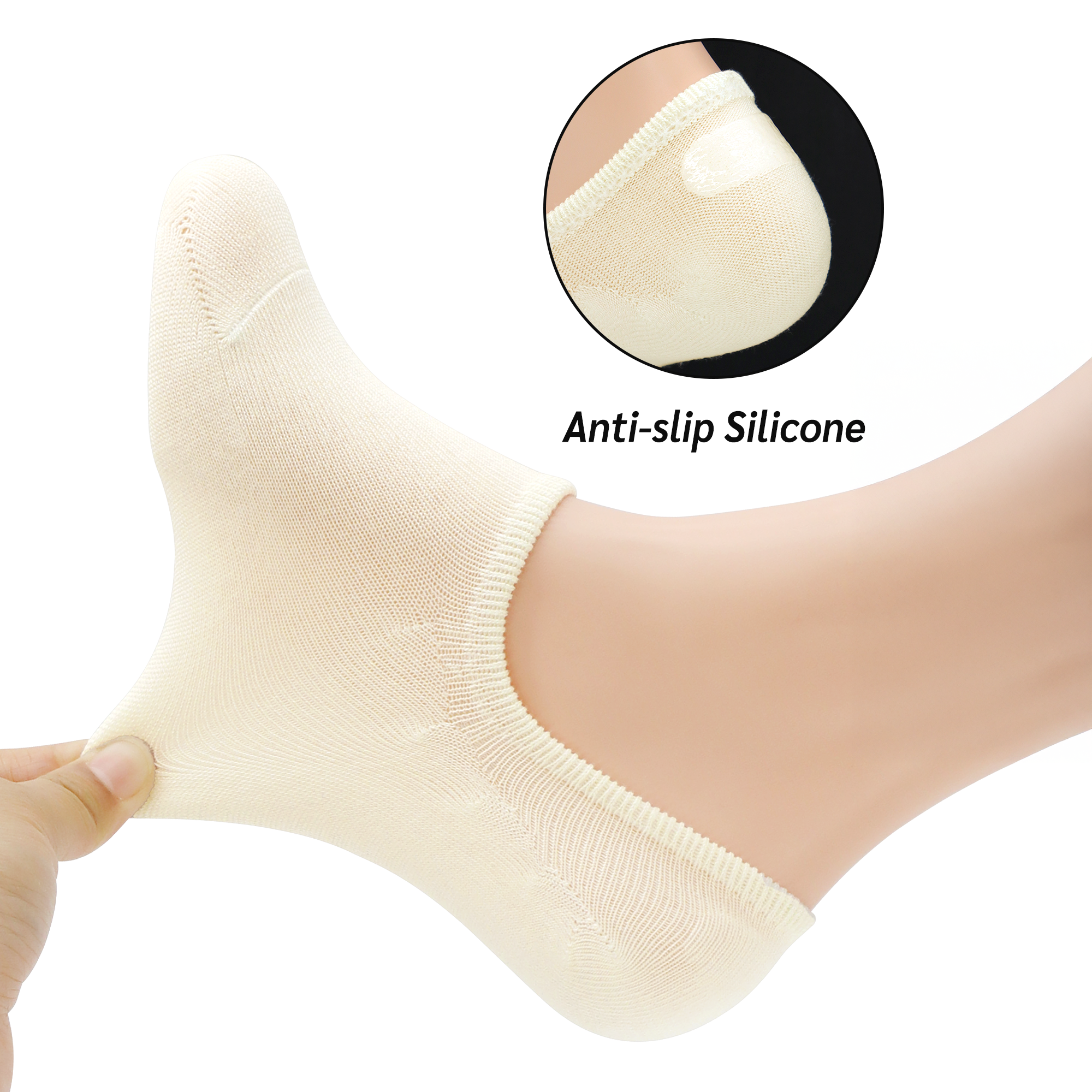 Low Cut Thin Womens Viscose Bamboo Socks No Show Invisible Non Slip with Grips Lightweight Liner Flats 6 Pairs