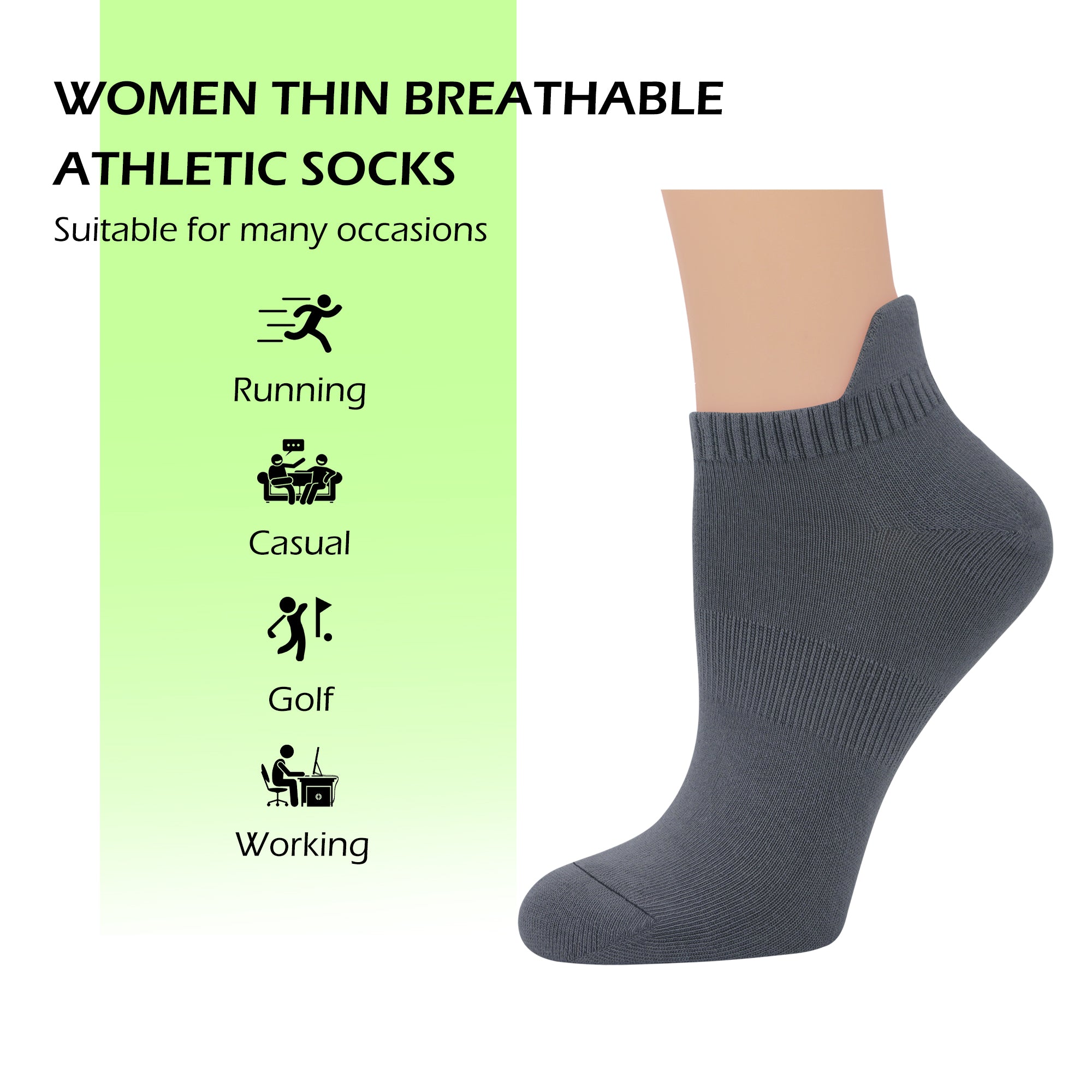 Viscose Bamboo No Show Sock Women Ankle Thin Low Cut Socks Arch Support Breathable Athletic Sock 5 Pairs