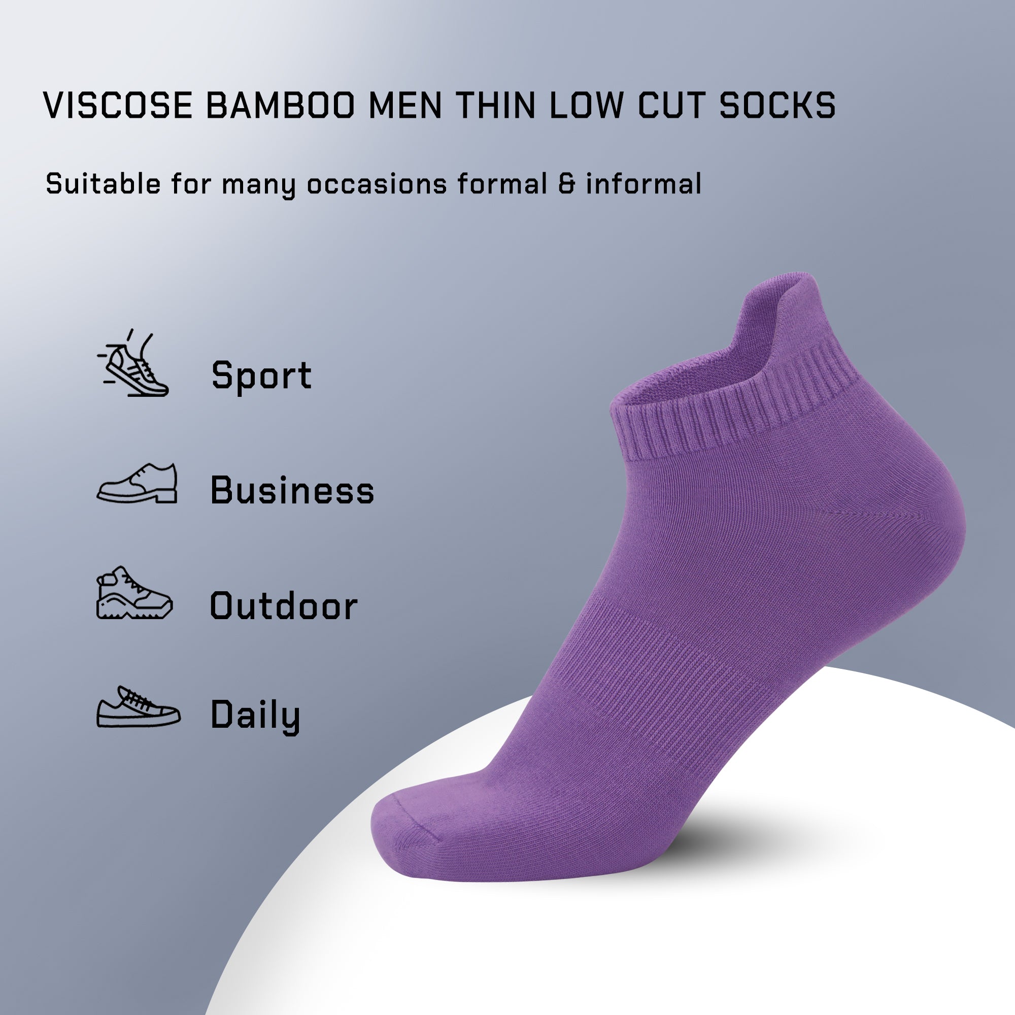 Thin Viscose Bamboo No Show Sock Men Low Cut Socks Odor Resistant Breathable Sock 5 Pairs