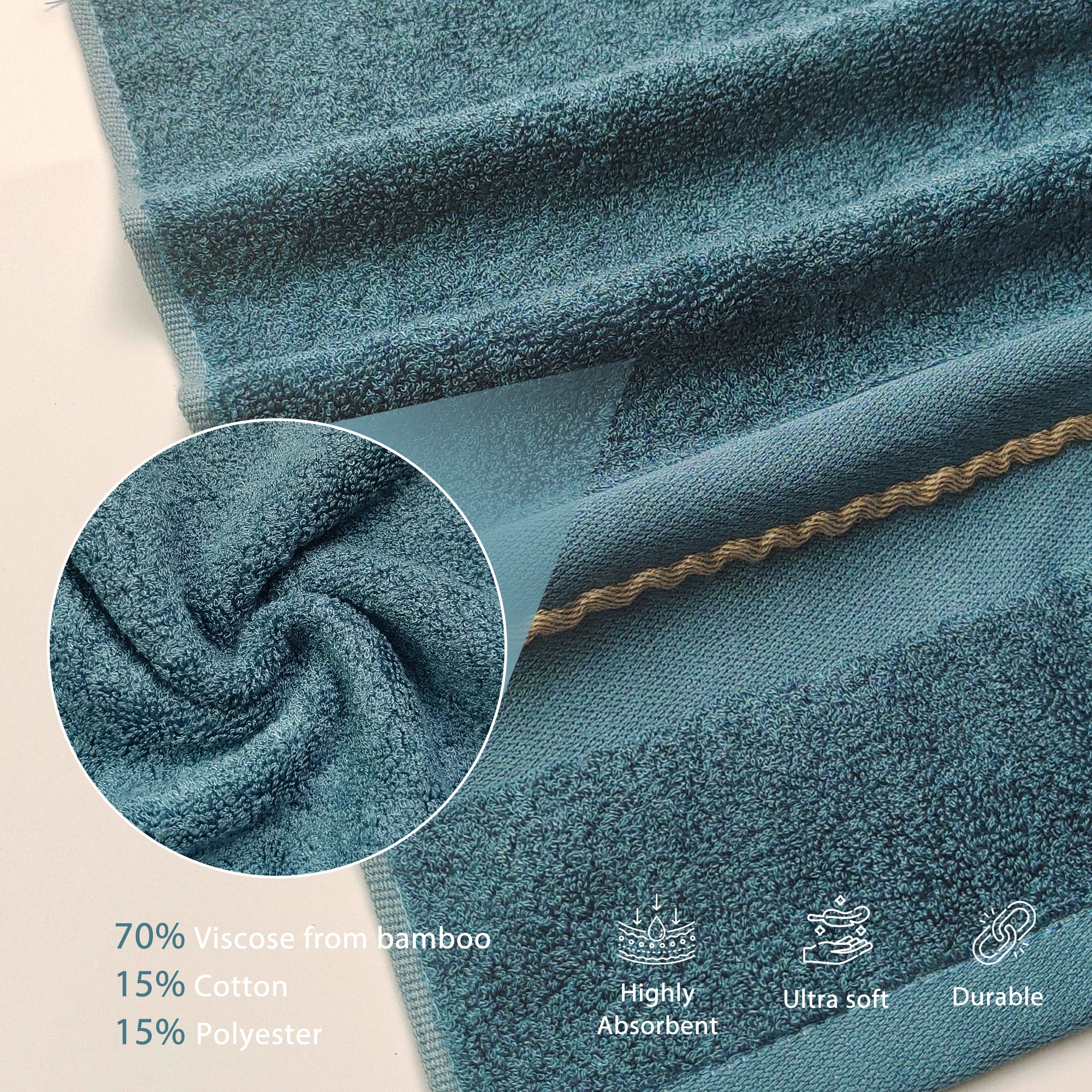 Premium Viscose Bamboo Washcloth Set - Pack of 4, 13x13 in Soft and Absorbent, Durable and Comfortable, Suitable for Body & Face, Baby and Adults