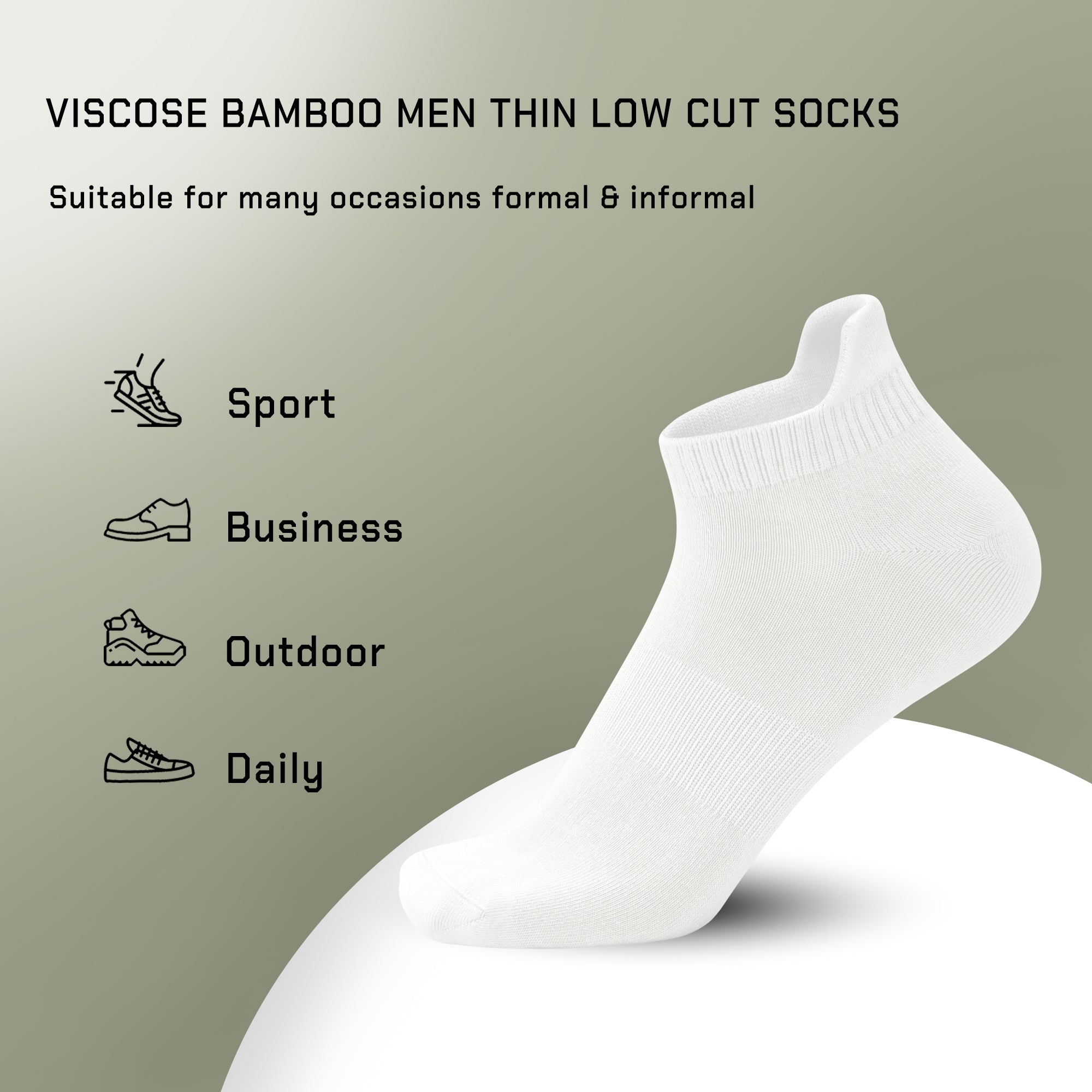 Thin Viscose Bamboo No Show Sock Men Low Cut Socks Odor Resistant Breathable Sock 5 Pairs