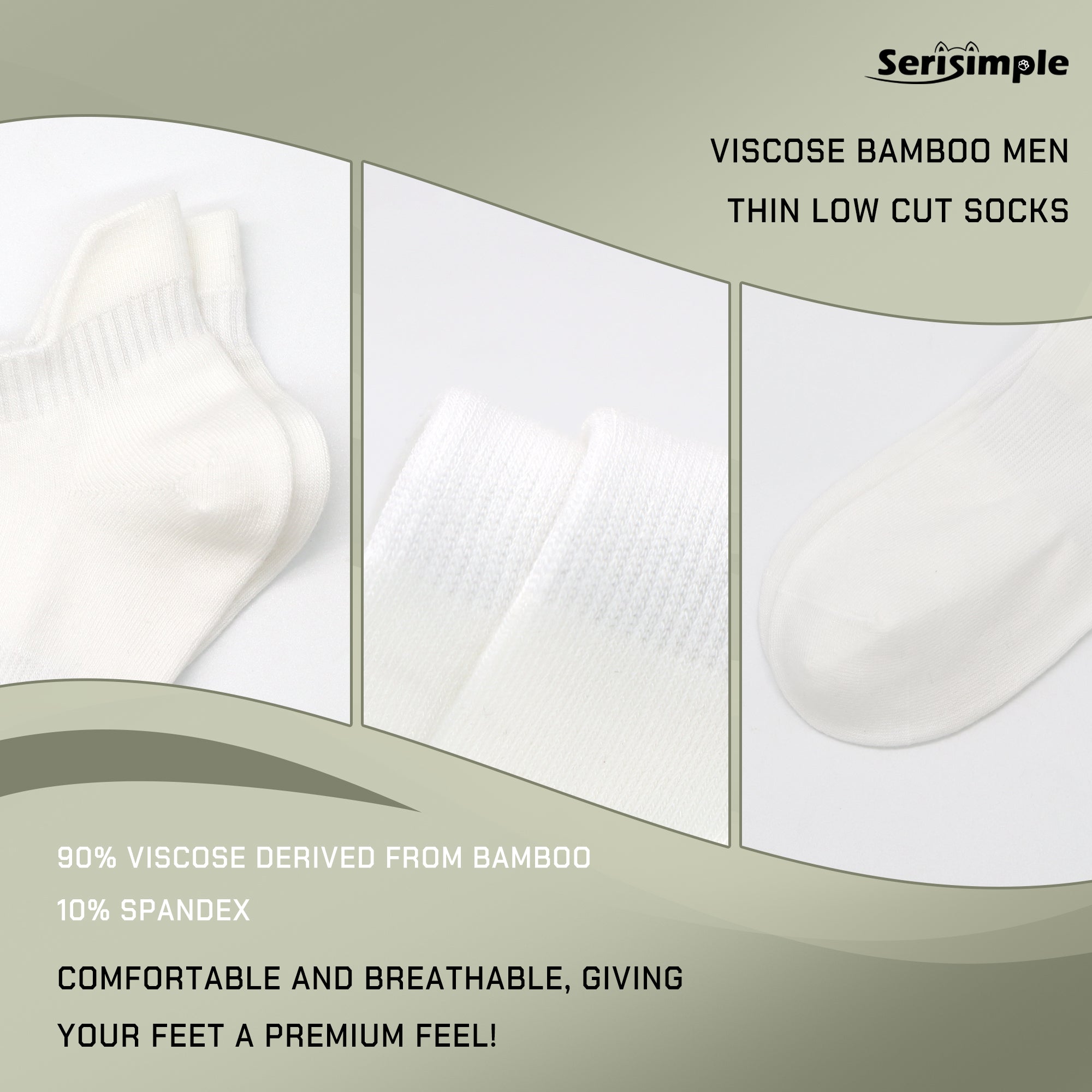 Thin Viscose Bamboo No Show Sock Men Low Cut Socks Odor Resistant Breathable Sock 5 Pairs