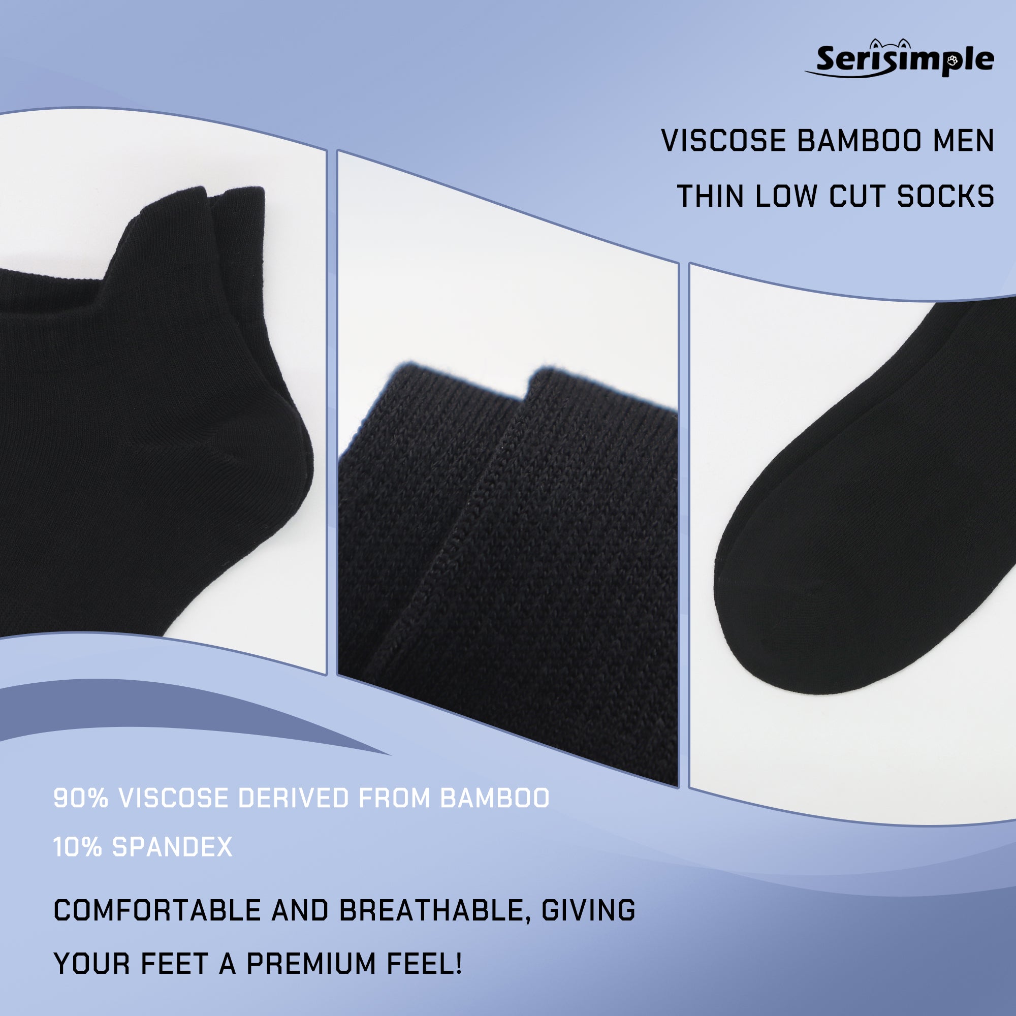 Thin Viscose Bamboo No Show Sock Men Low Cut Socks Odor Resistant Breathable Sock 5 Pairs
