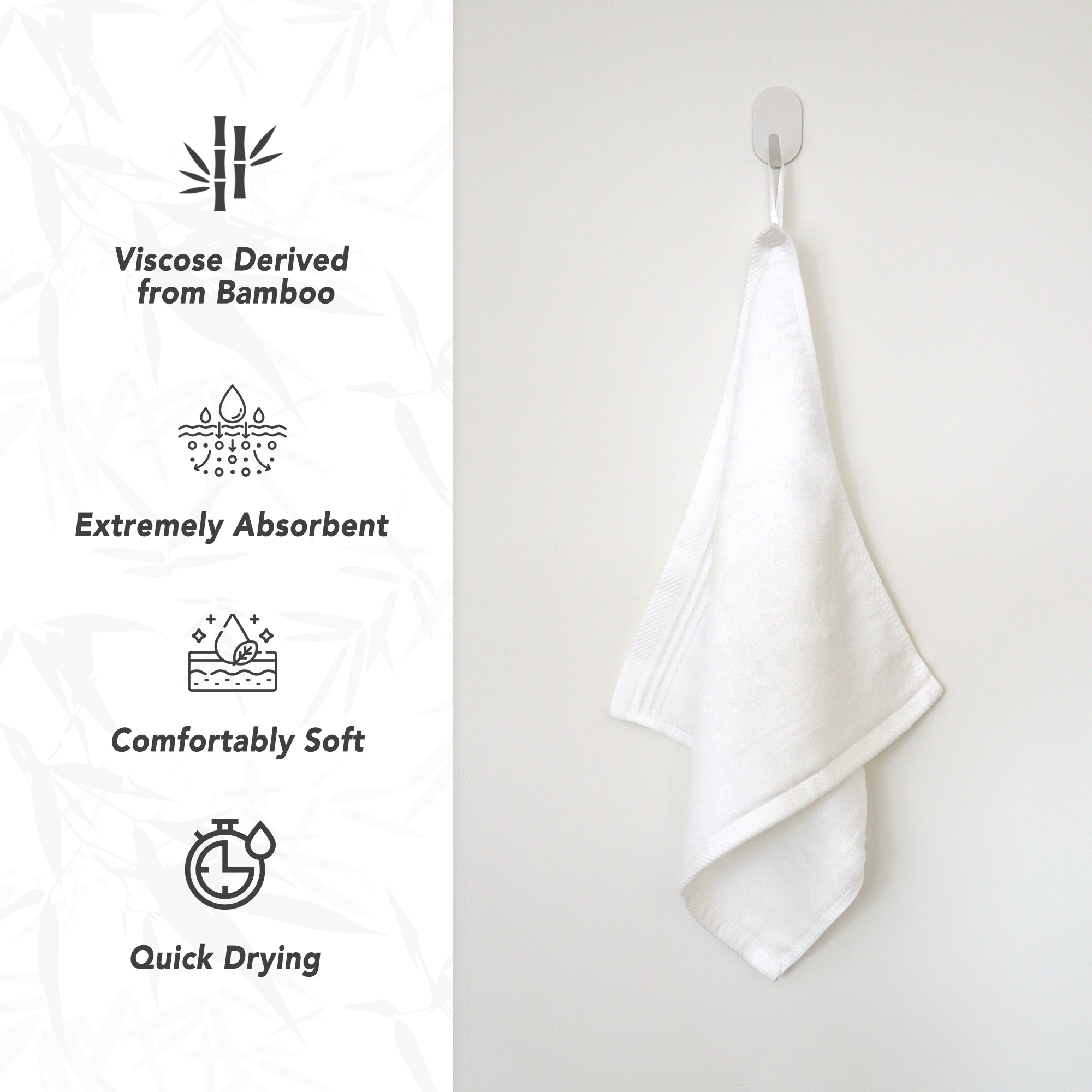 Premium Viscose Bamboo Washcloth Set - Pack of 4, 13x13 in Soft and Absorbent, Durable and Comfortable, Suitable for Body & Face, Baby and Adults