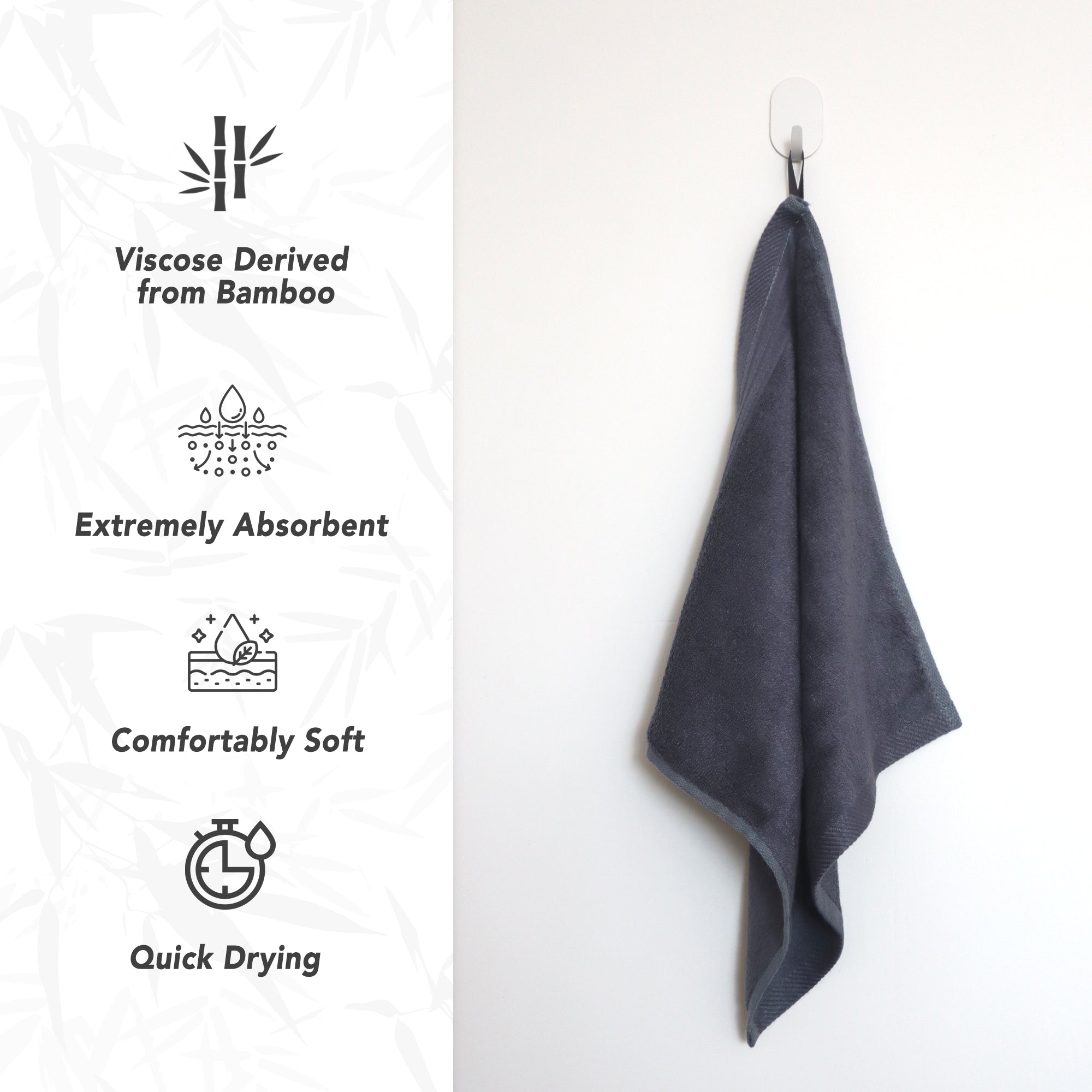 Premium Viscose Bamboo Washcloth Set - Pack of 4, 13x13 in Soft and Absorbent, Durable and Comfortable, Suitable for Body & Face, Baby and Adults