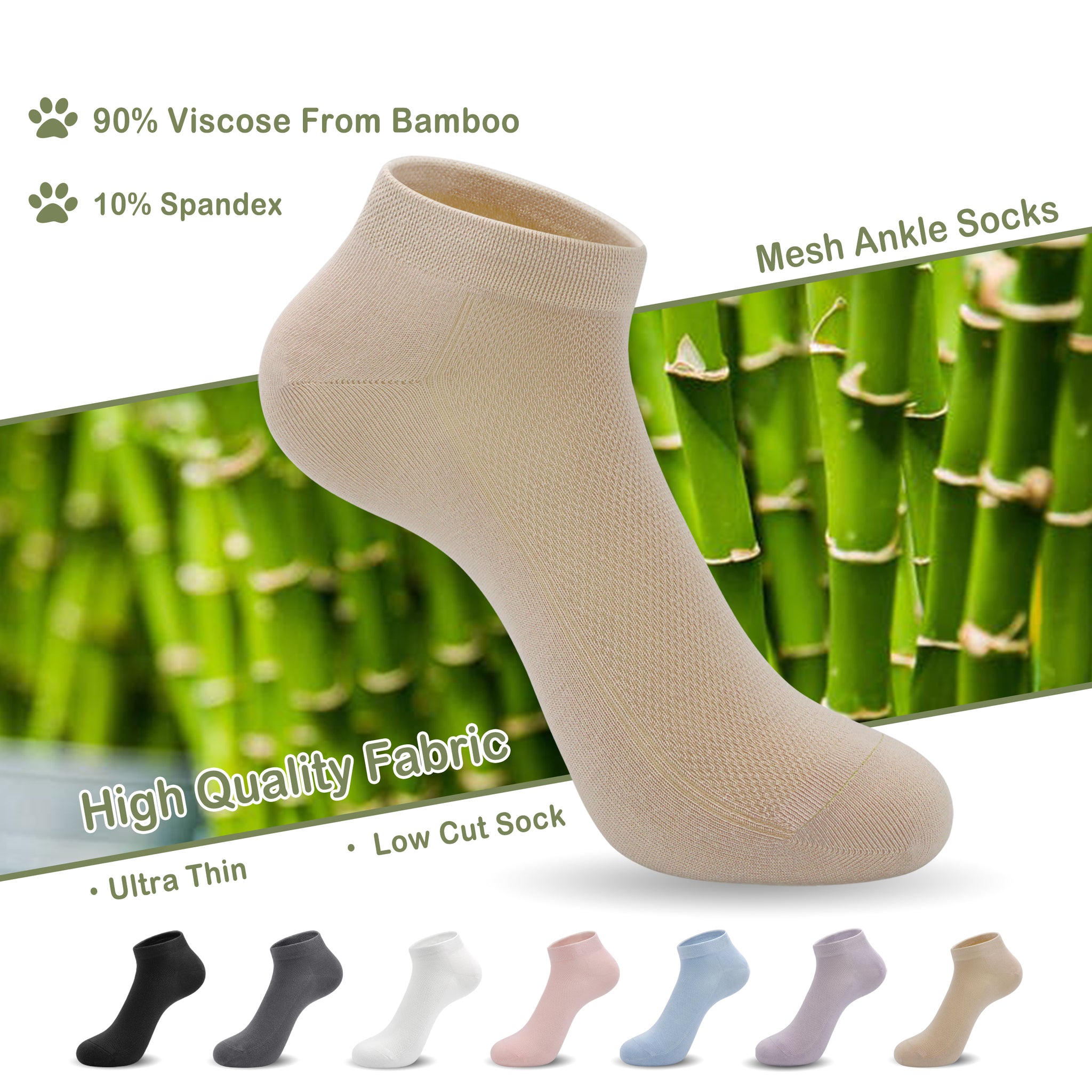 Women Mesh Ankle Socks Bamboo Summer Cool Socks Soft Ultra Thin Low Cut Sock 5 Pairs,4-8/9-11