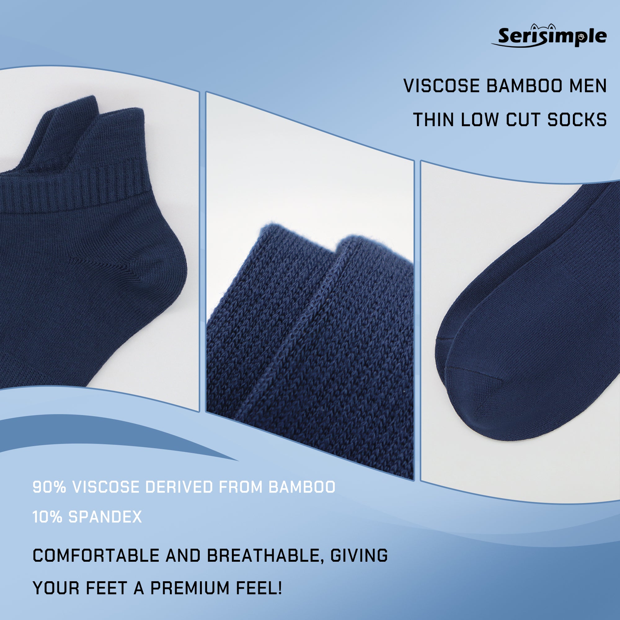 Thin Viscose Bamboo No Show Sock Men Low Cut Socks Odor Resistant Breathable Sock 5 Pairs