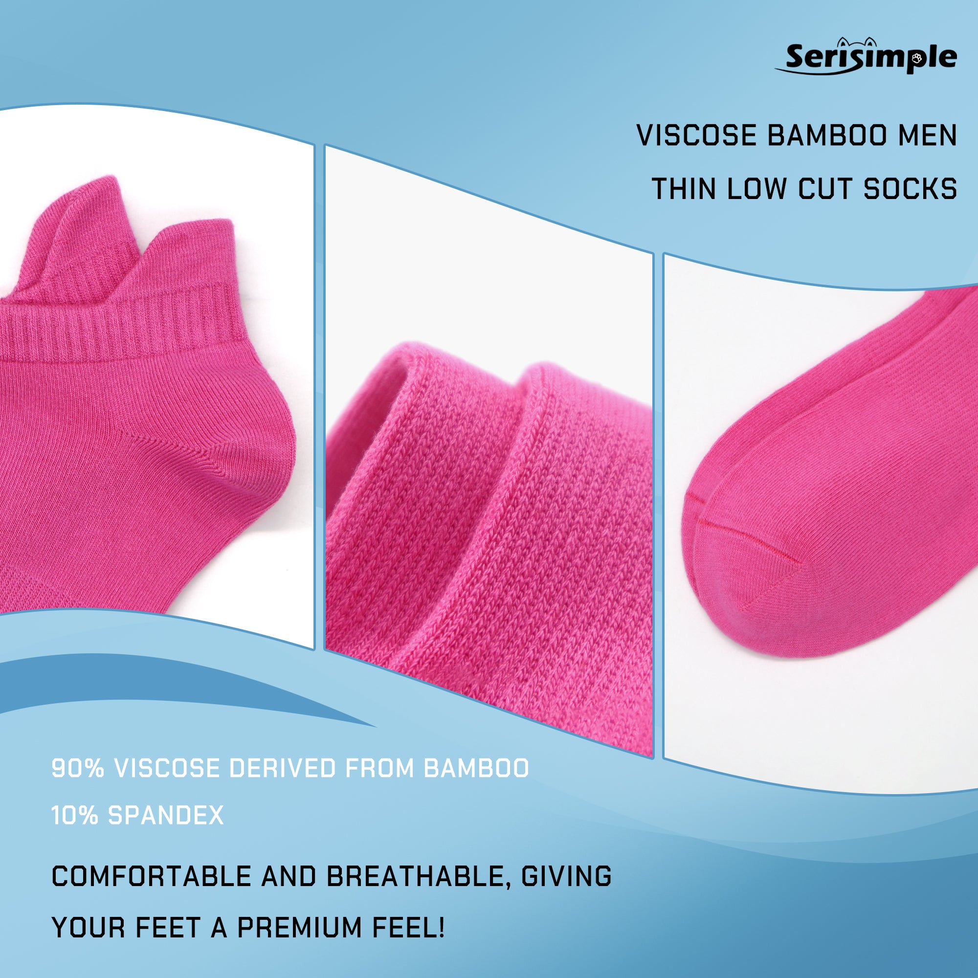 Thin Viscose Bamboo No Show Sock Men Low Cut Socks Odor Resistant Breathable Sock 5 Pairs