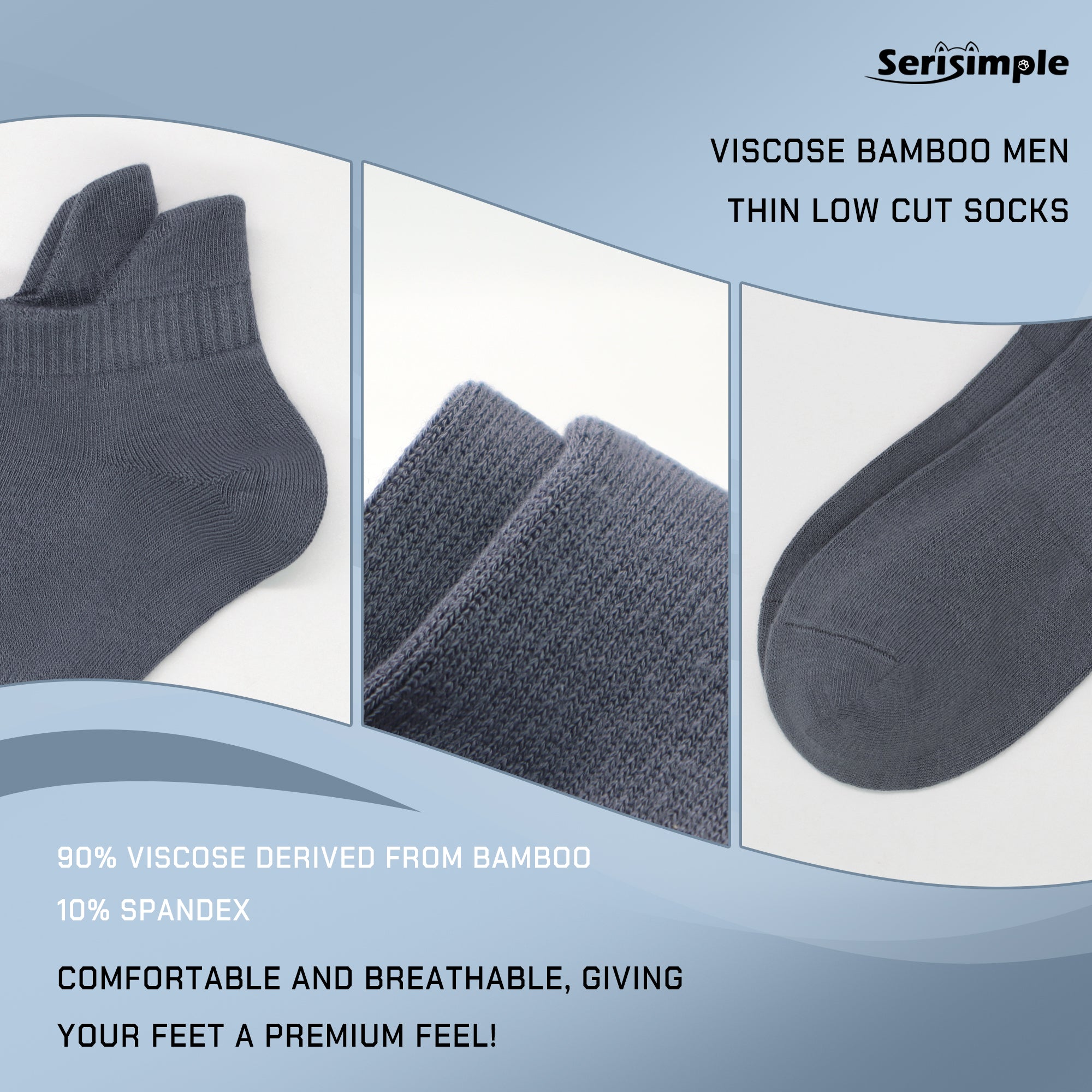 Thin Viscose Bamboo No Show Sock Men Low Cut Socks Odor Resistant Breathable Sock 5 Pairs