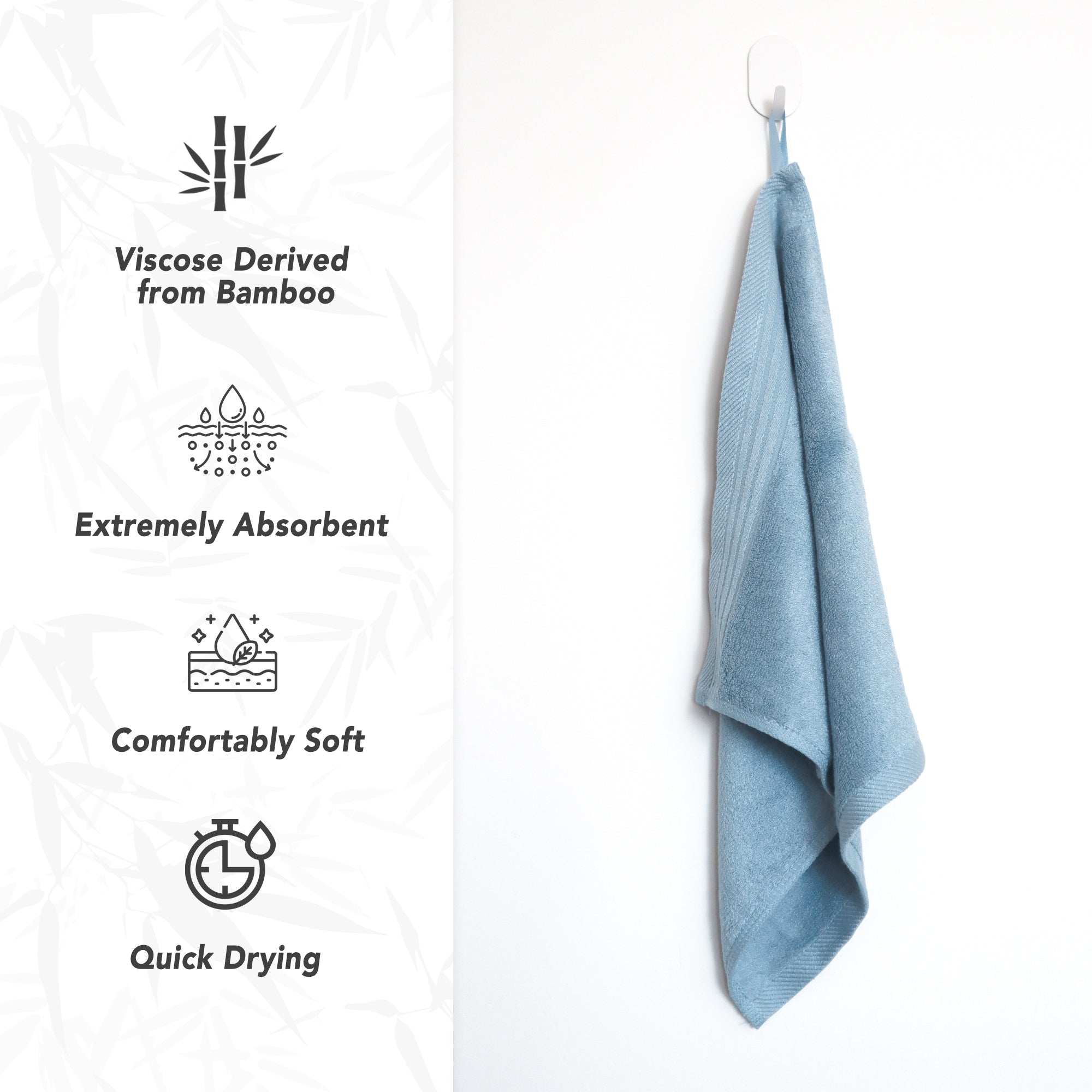 Premium Viscose Bamboo Washcloth Set - Pack of 4, 13x13 in Soft and Absorbent, Durable and Comfortable, Suitable for Body & Face, Baby and Adults