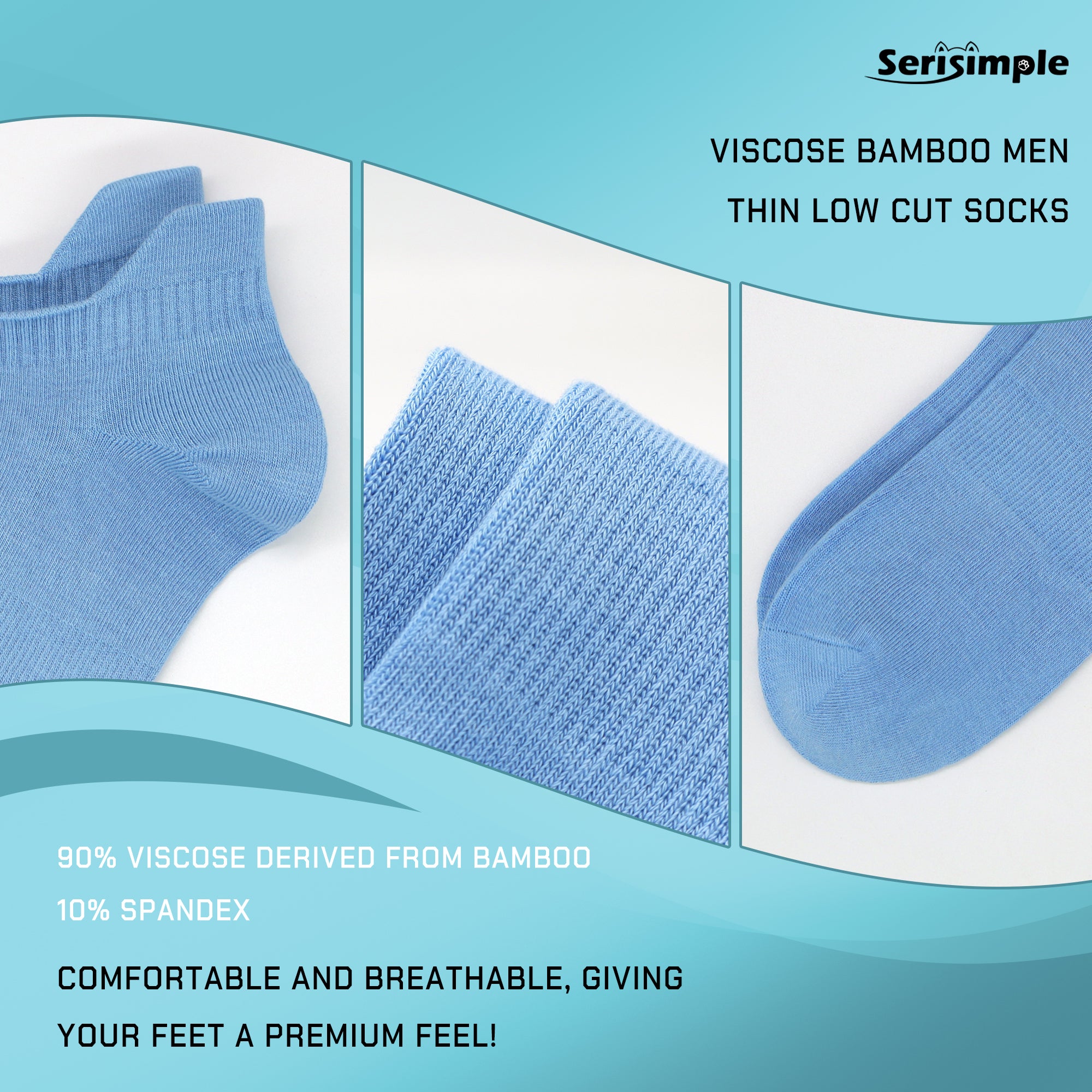 Thin Viscose Bamboo No Show Sock Men Low Cut Socks Odor Resistant Breathable Sock 5 Pairs