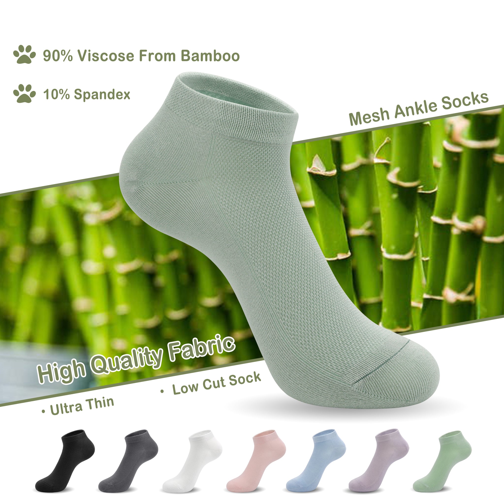 Women Mesh Ankle Socks Bamboo Summer Cool Socks Soft Ultra Thin Low Cut Sock 5 Pairs,4-8/9-11