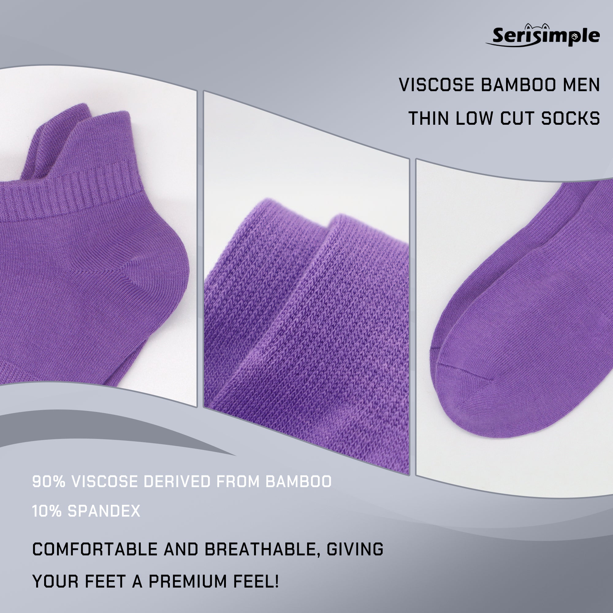 Thin Viscose Bamboo No Show Sock Men Low Cut Socks Odor Resistant Breathable Sock 5 Pairs