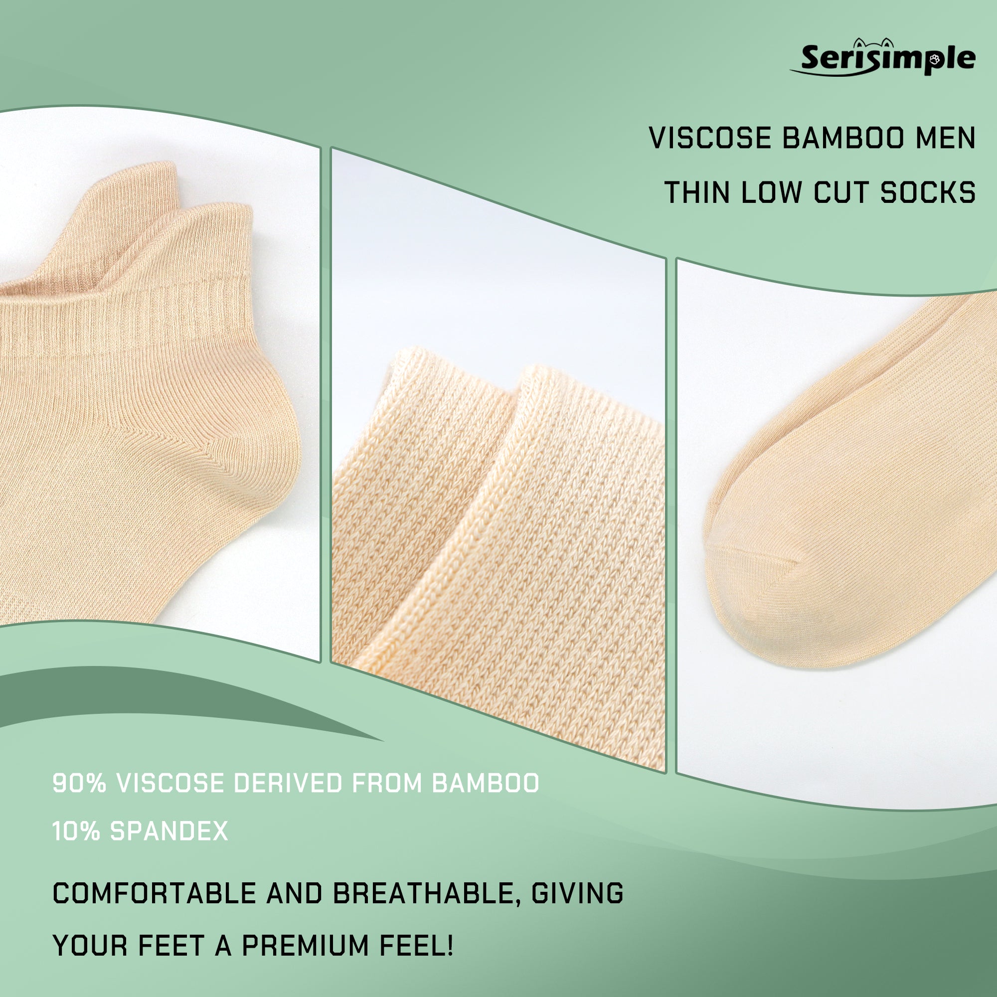 Thin Viscose Bamboo No Show Sock Men Low Cut Socks Odor Resistant Breathable Sock 5 Pairs