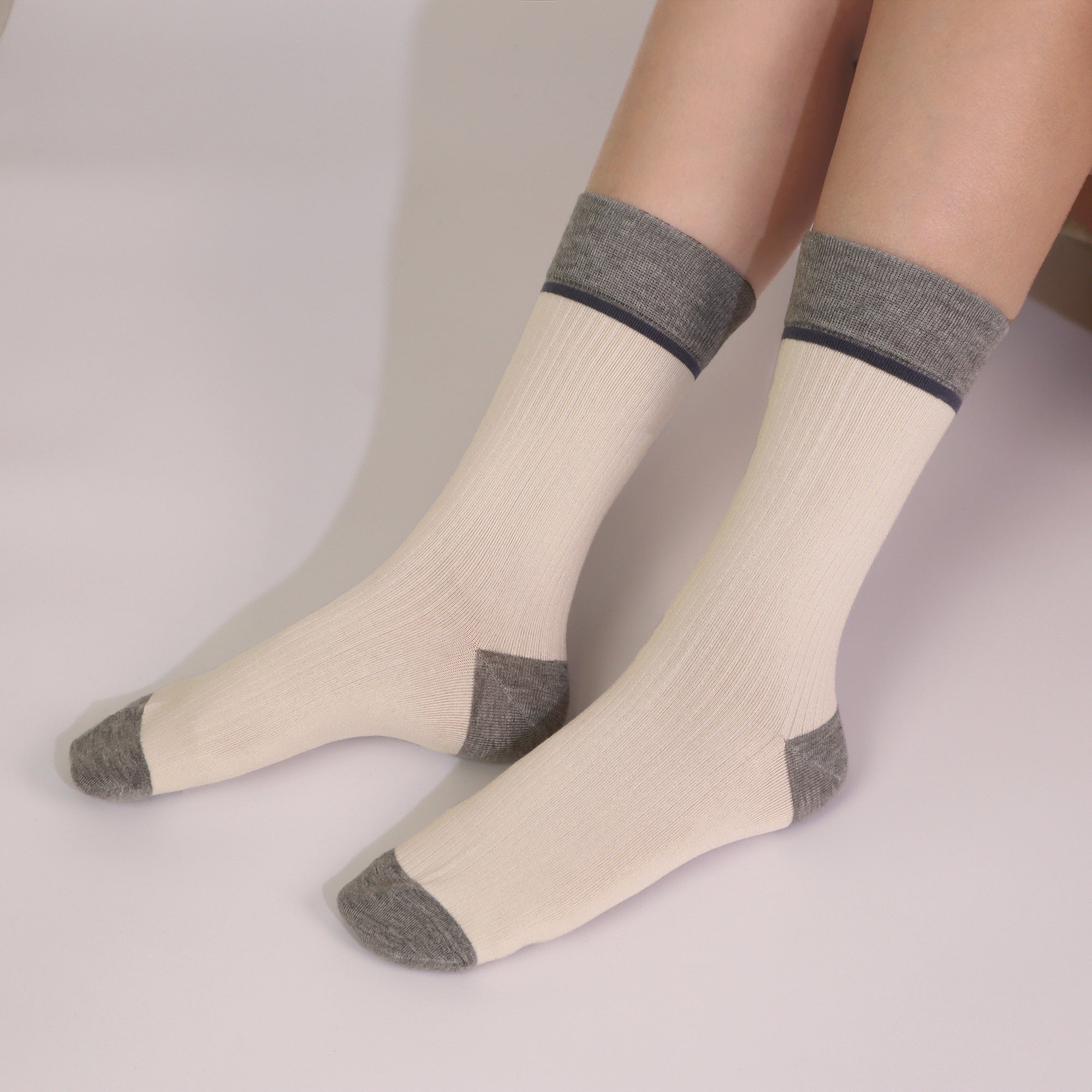 Viscose Bamboo Womens Crew Socks Dress Chic Colorblock Striped Design Retro Colorful Soft Comfort, Stylish 3 Pairs