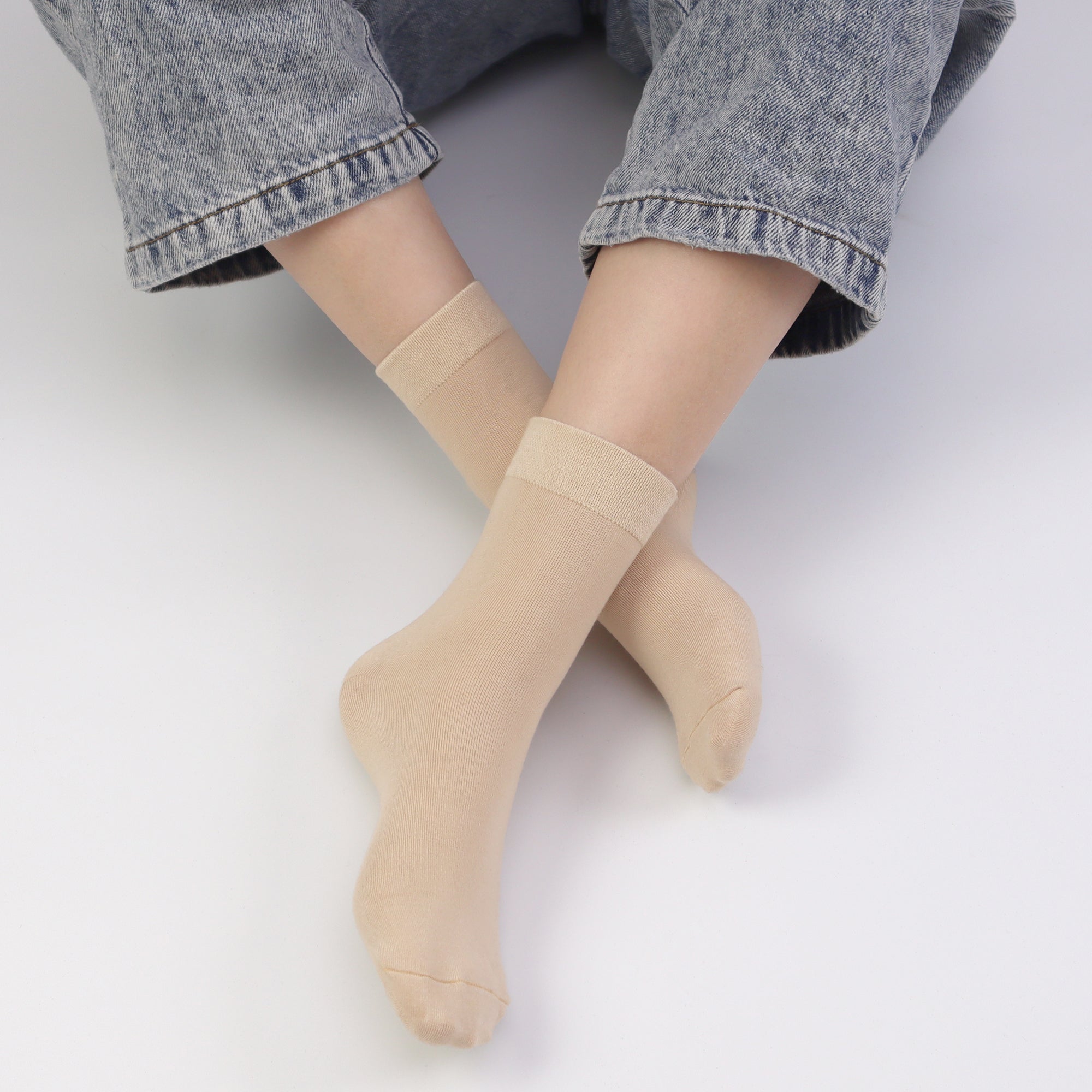 Kids Casual Bamboo School Socks Super Soft Uniform Thin Breathable Stretch Cuffs Boys Girls 5 Pairs