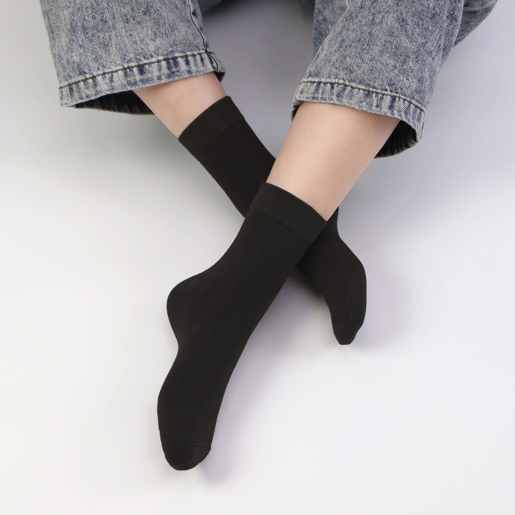 Kids Casual Bamboo School Socks Super Soft Uniform Thin Breathable Stretch Cuffs Boys Girls 5 Pairs