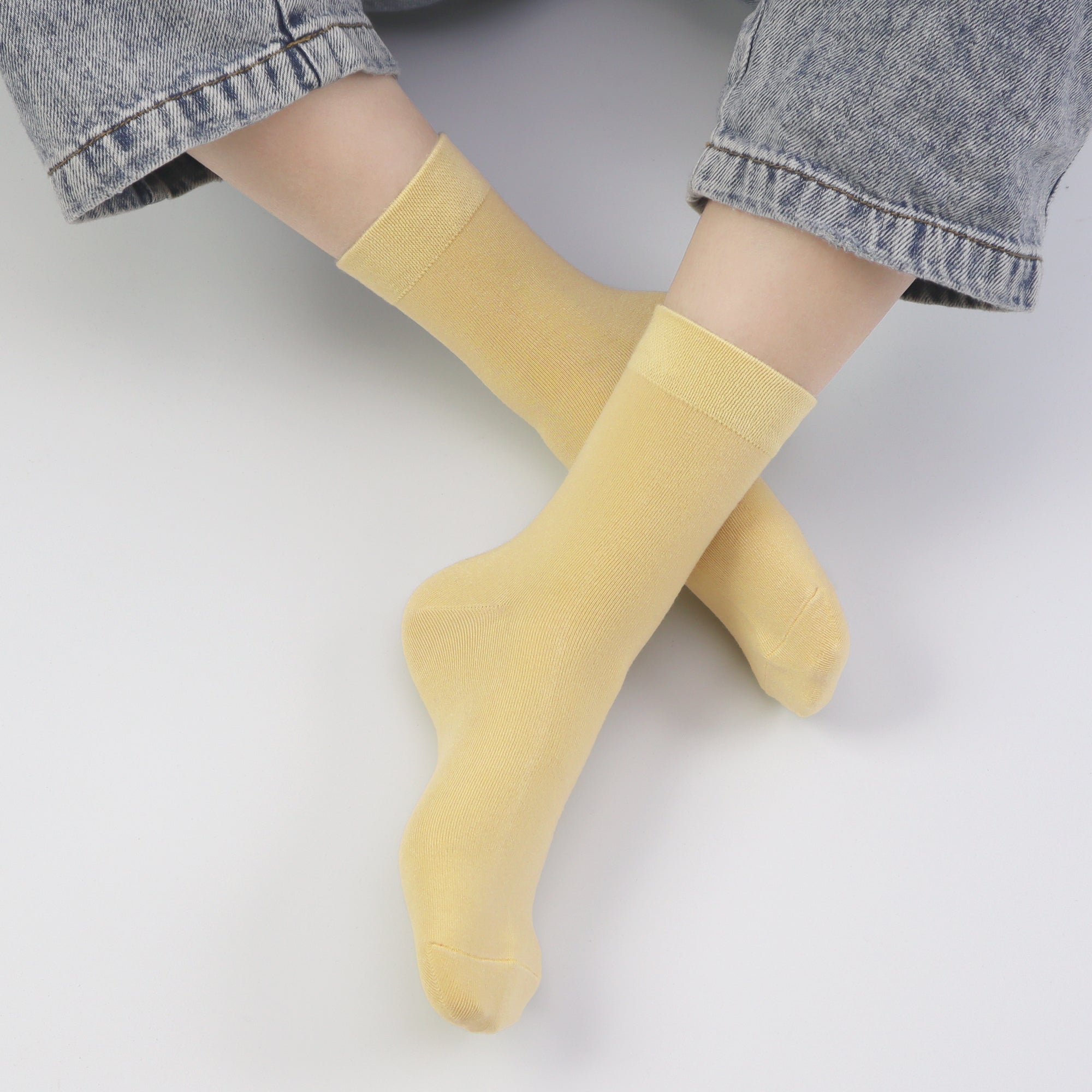 Kids Casual Bamboo School Socks Super Soft Uniform Thin Breathable Stretch Cuffs Boys Girls 5 Pairs