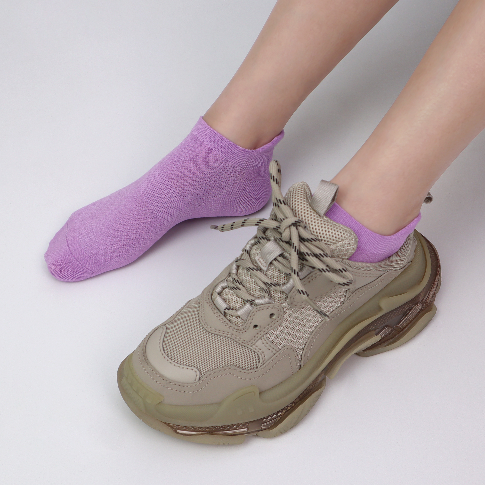 Women Ultra Thin Socks Bamboo Low Cut No Show Ventilating Low Ankle Anti Odor Arch Support Mesh Socks 5 Pairs