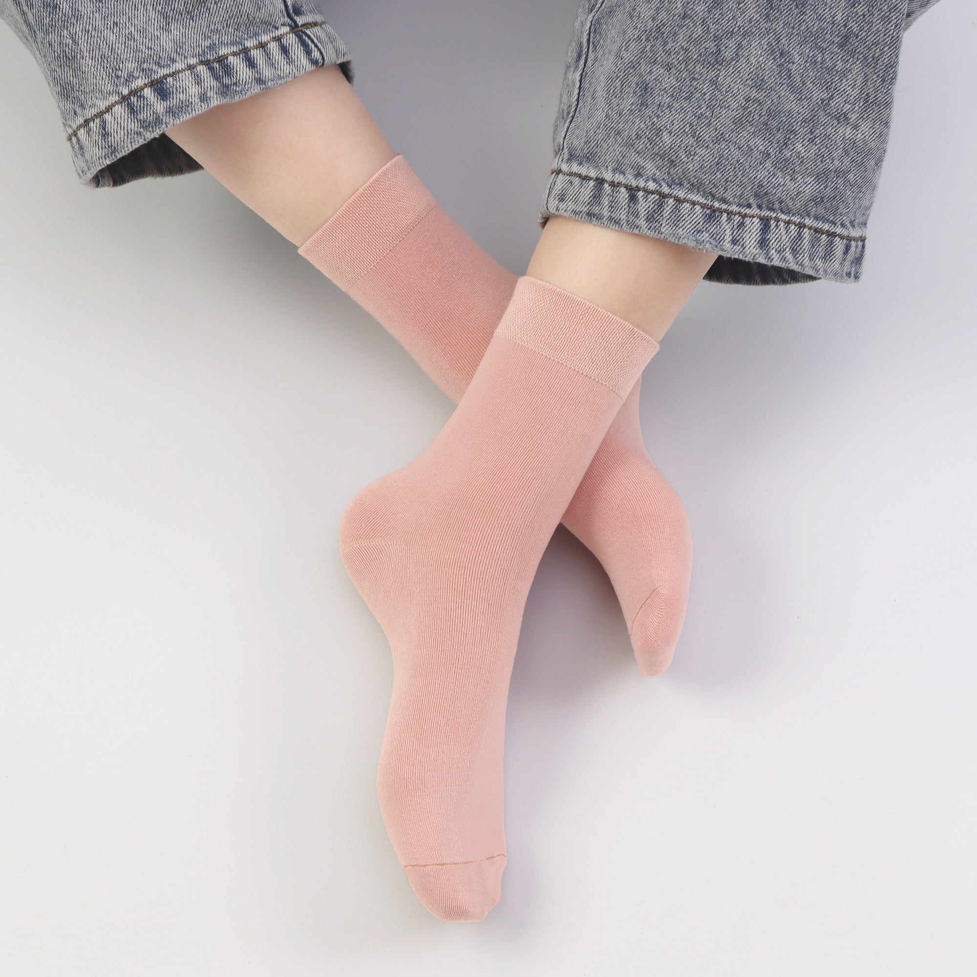 Kids Casual Bamboo School Socks Super Soft Uniform Thin Breathable Stretch Cuffs Boys Girls 5 Pairs