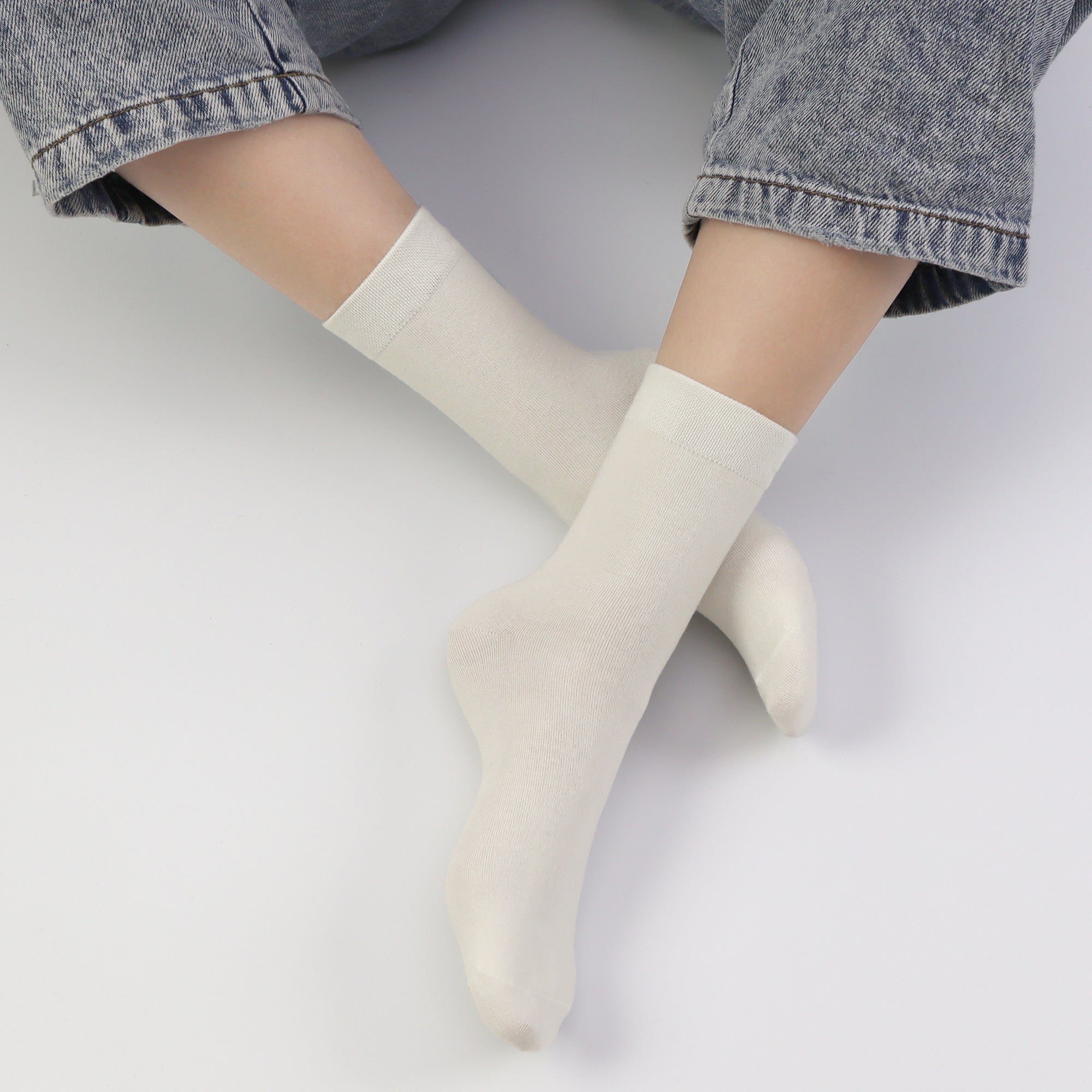 Kids Casual Bamboo School Socks Super Soft Uniform Thin Breathable Stretch Cuffs Boys Girls 5 Pairs