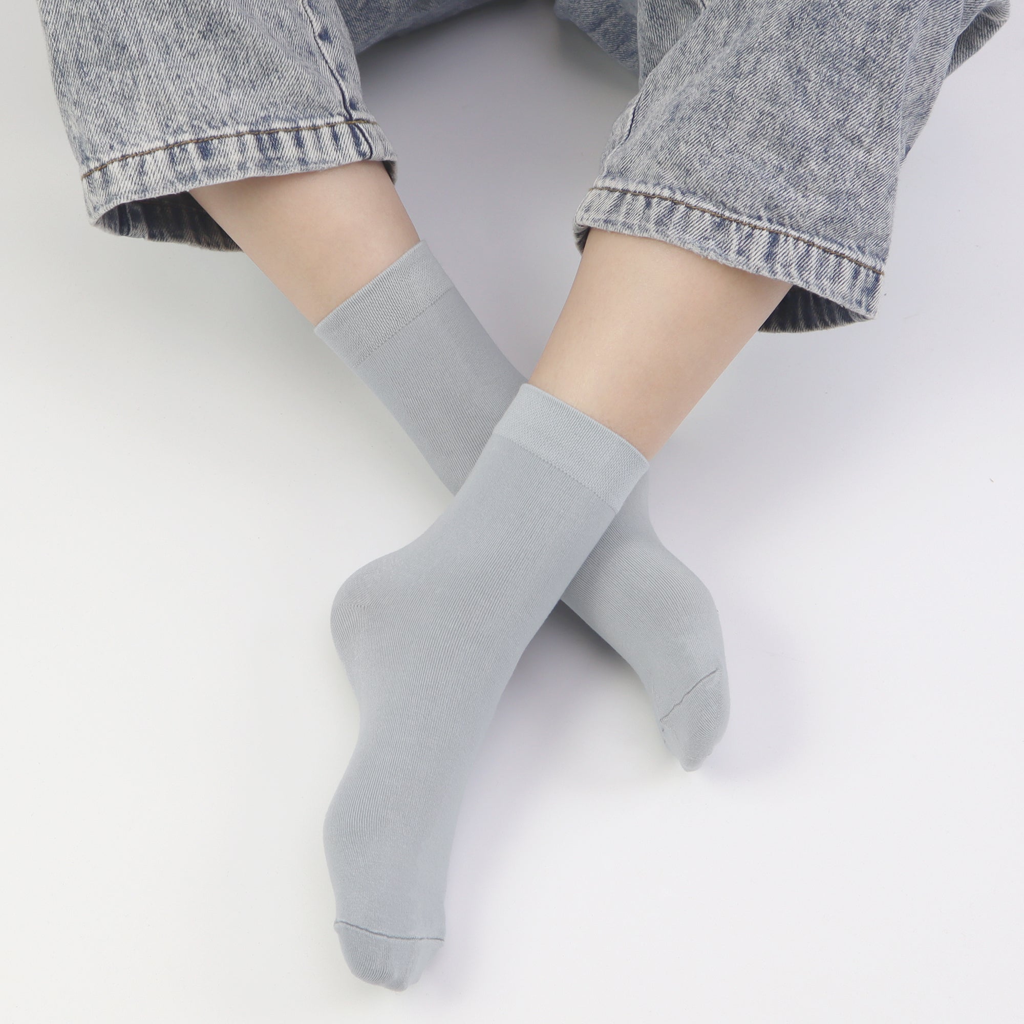 Kids Casual Bamboo School Socks Super Soft Uniform Thin Breathable Stretch Cuffs Boys Girls 5 Pairs