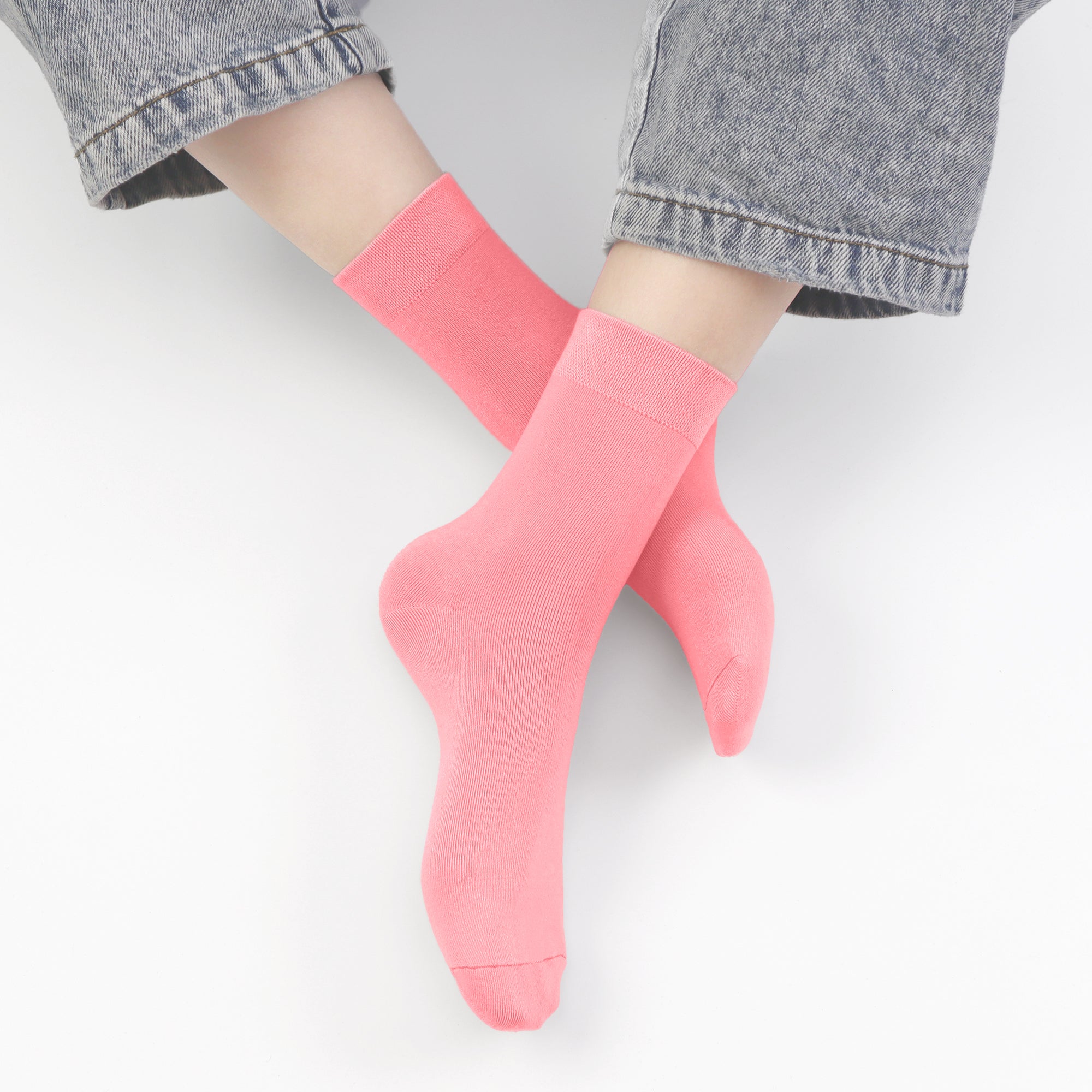 Kids Casual Bamboo School Socks Super Soft Uniform Thin Breathable Stretch Cuffs Boys Girls 5 Pairs