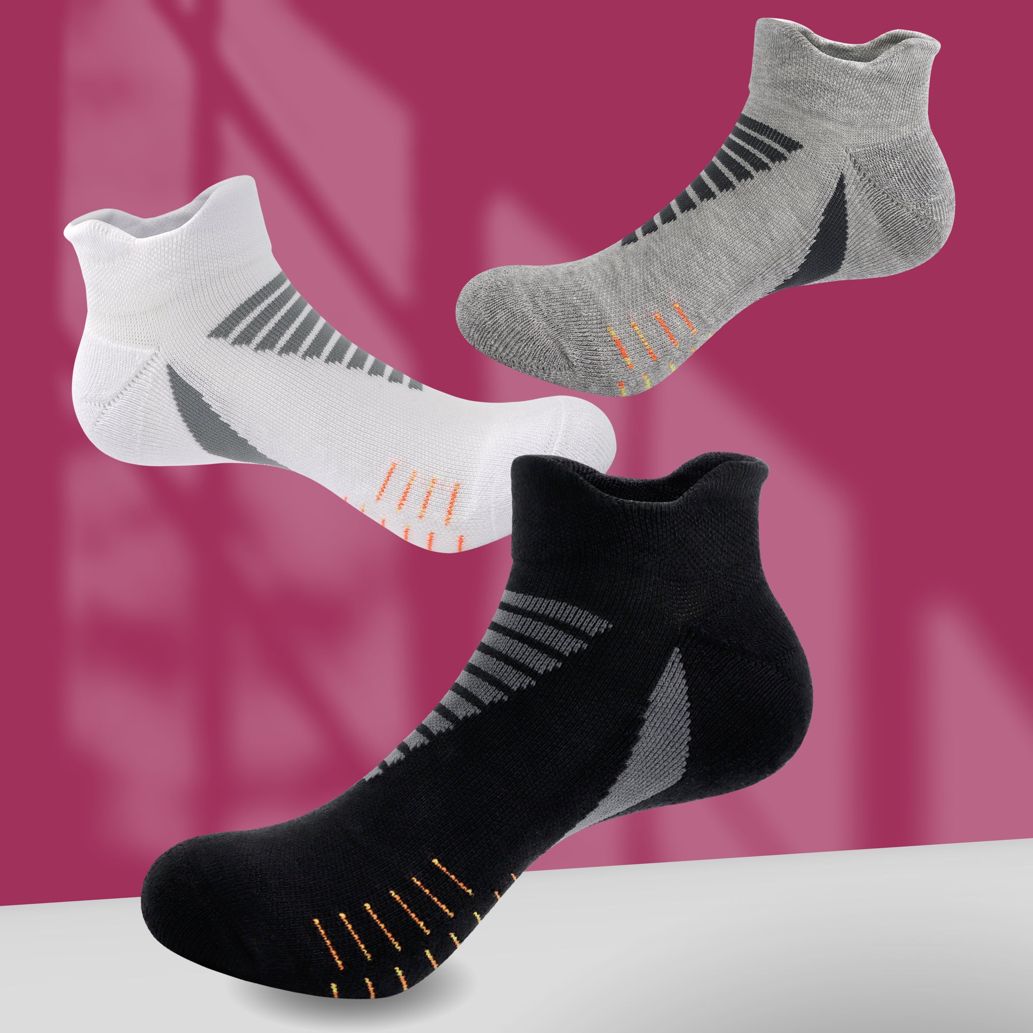 SERISIMPLE Low Cut Performance Cotton Bamboo Socks Padding Athletic Cushion Compression Wicking Running Men Women 3 Pairs