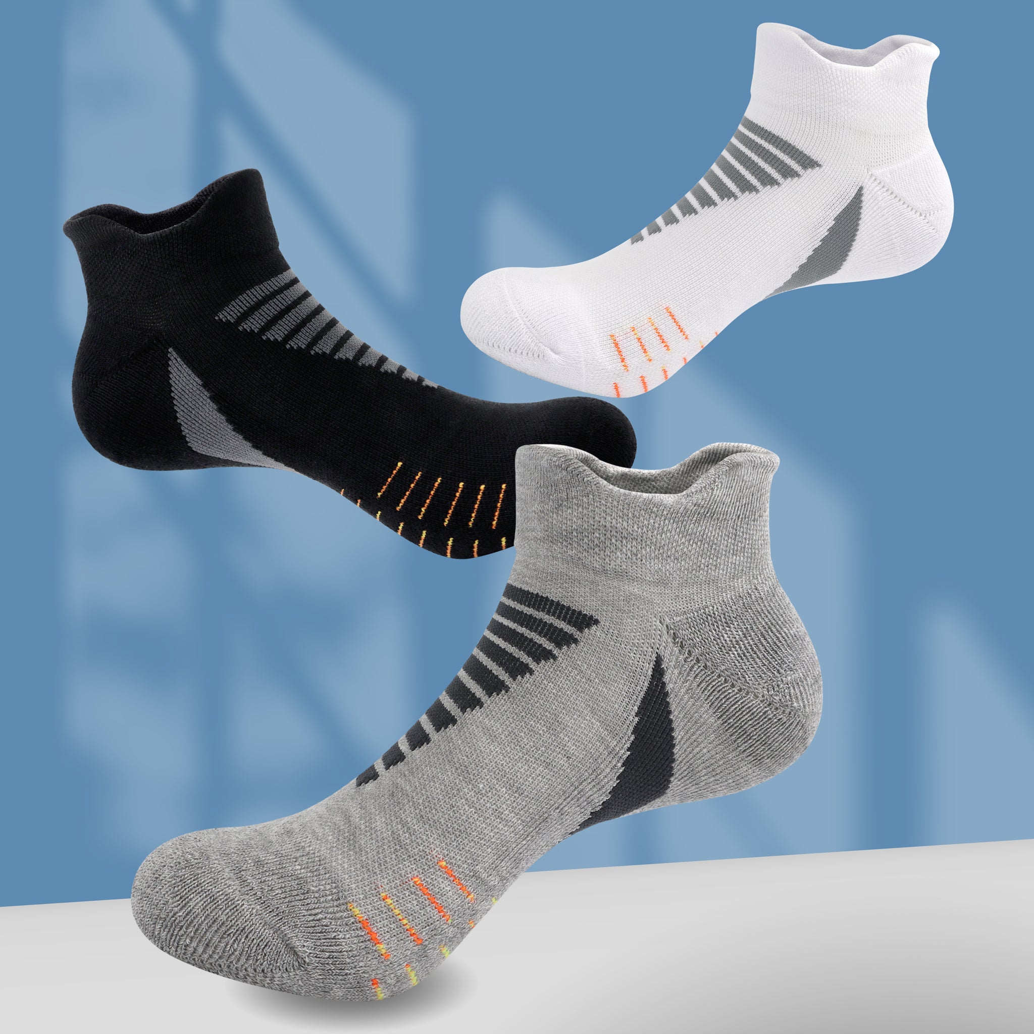 SERISIMPLE Low Cut Performance Cotton Bamboo Socks Padding Athletic Cushion Compression Wicking Running Men Women 3 Pairs