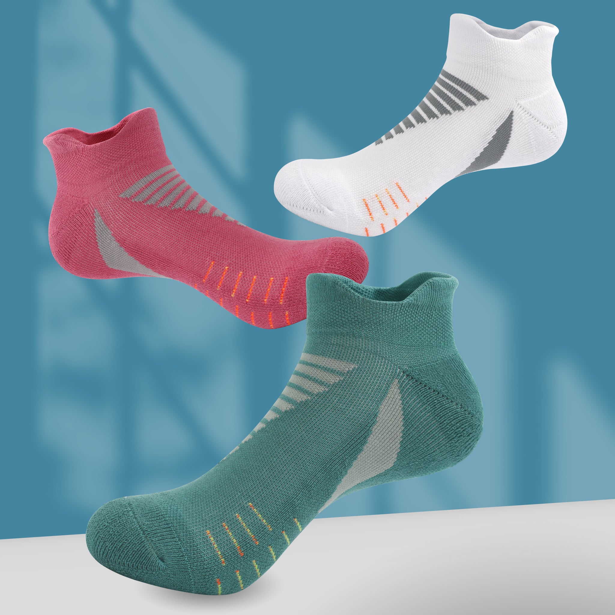 SERISIMPLE Low Cut Performance Cotton Bamboo Socks Padding Athletic Cushion Compression Wicking Running Men Women 3 Pairs