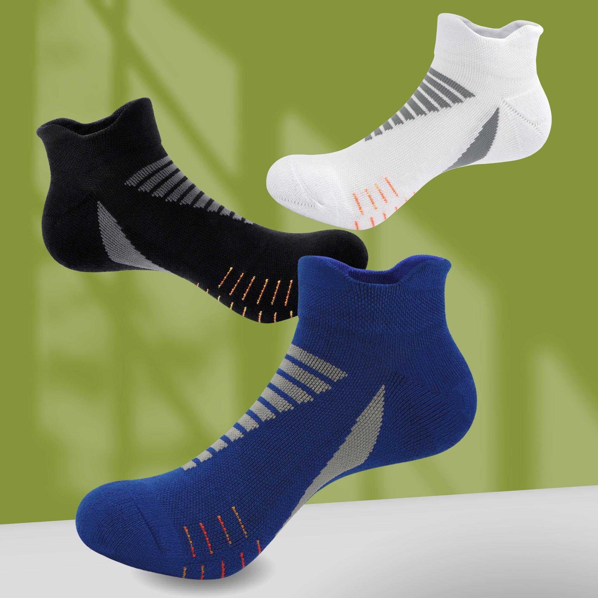 SERISIMPLE Low Cut Performance Cotton Bamboo Socks Padding Athletic Cushion Compression Wicking Running Men Women 3 Pairs