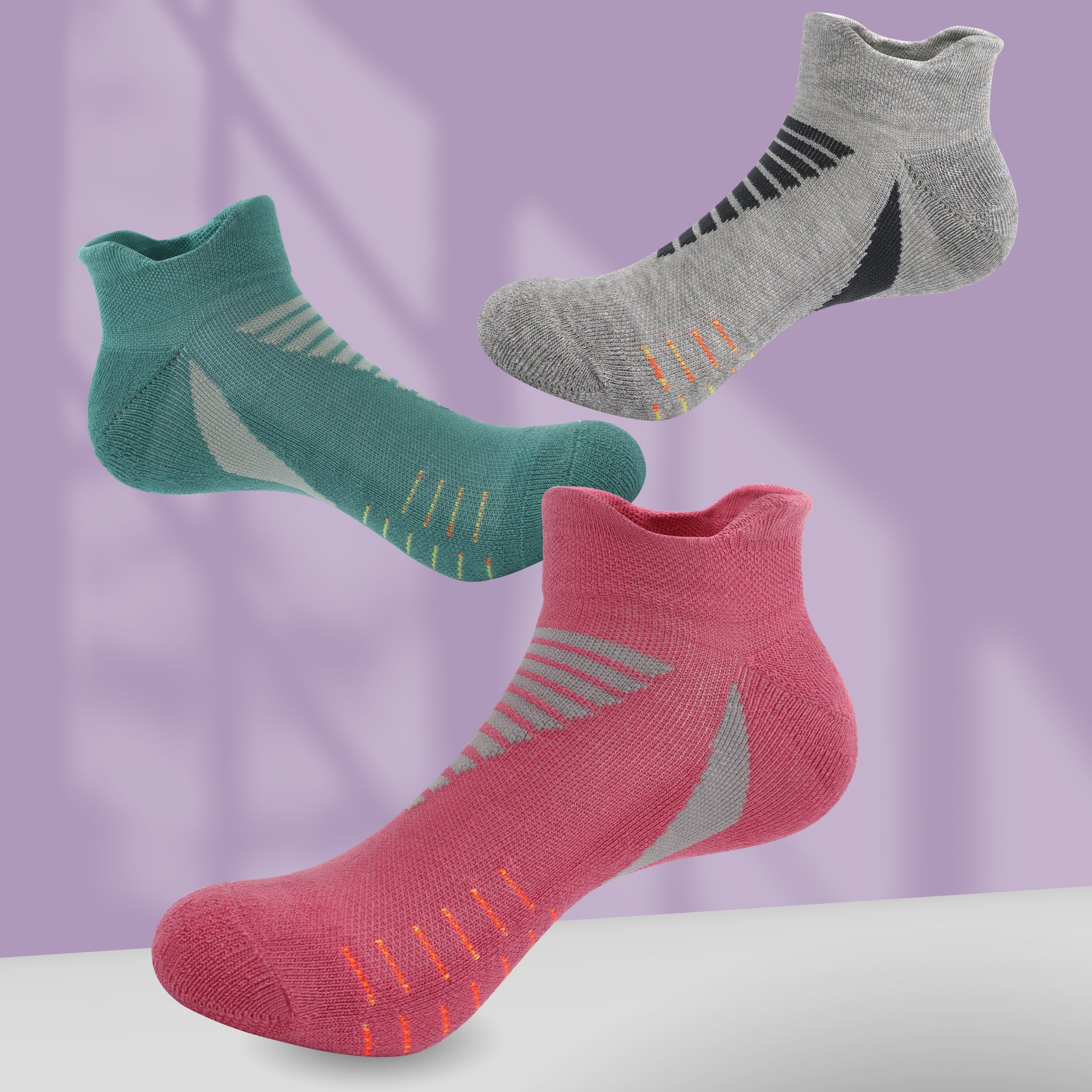 SERISIMPLE Low Cut Performance Cotton Bamboo Socks Padding Athletic Cushion Compression Wicking Running Men Women 3 Pairs