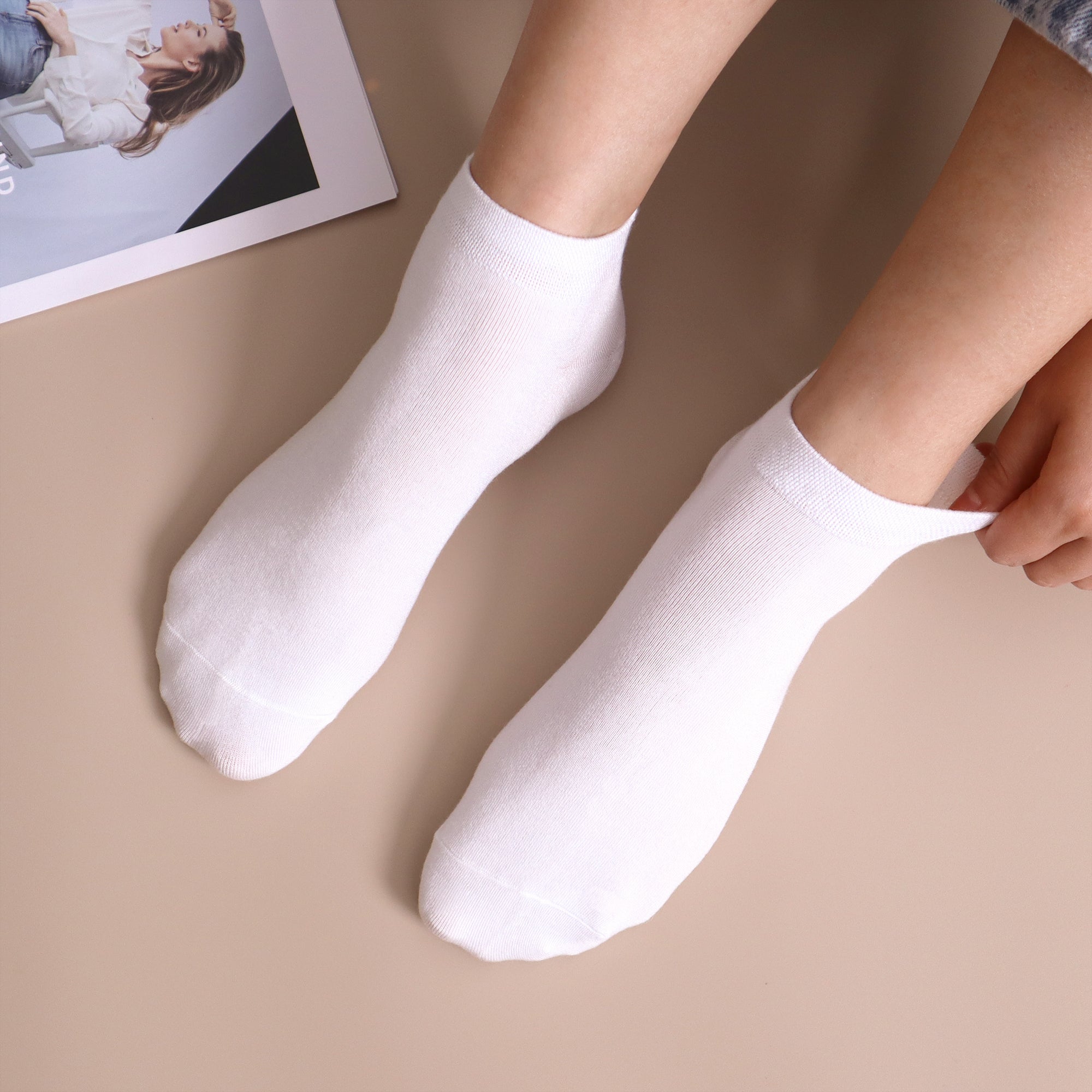 Women Bamboo Ankle Socks Low Cut Thin Sock Lightweight Pastal Color Soft Sock 5 Pairs