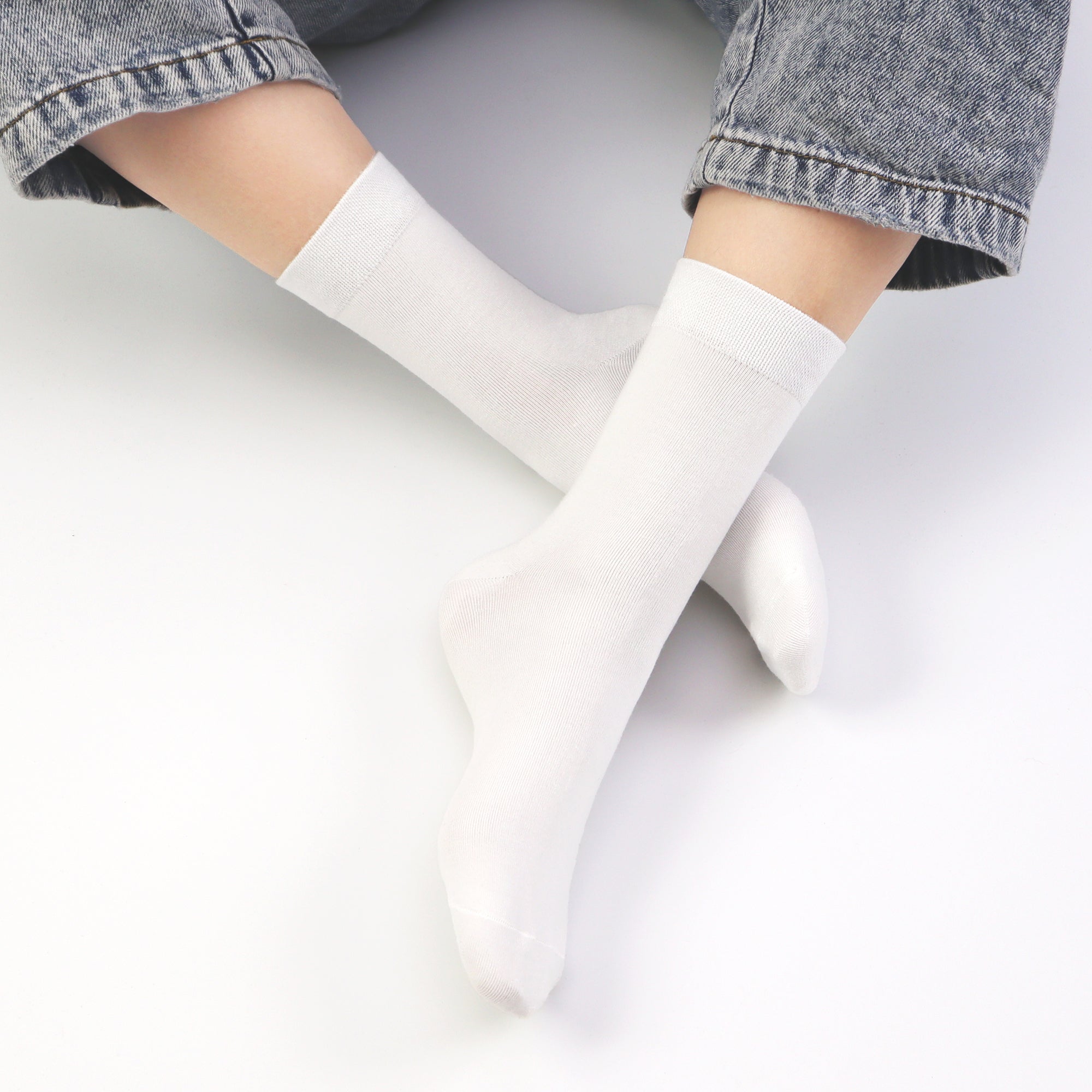 Kids Casual Bamboo School Socks Super Soft Uniform Thin Breathable Stretch Cuffs Boys Girls 5 Pairs