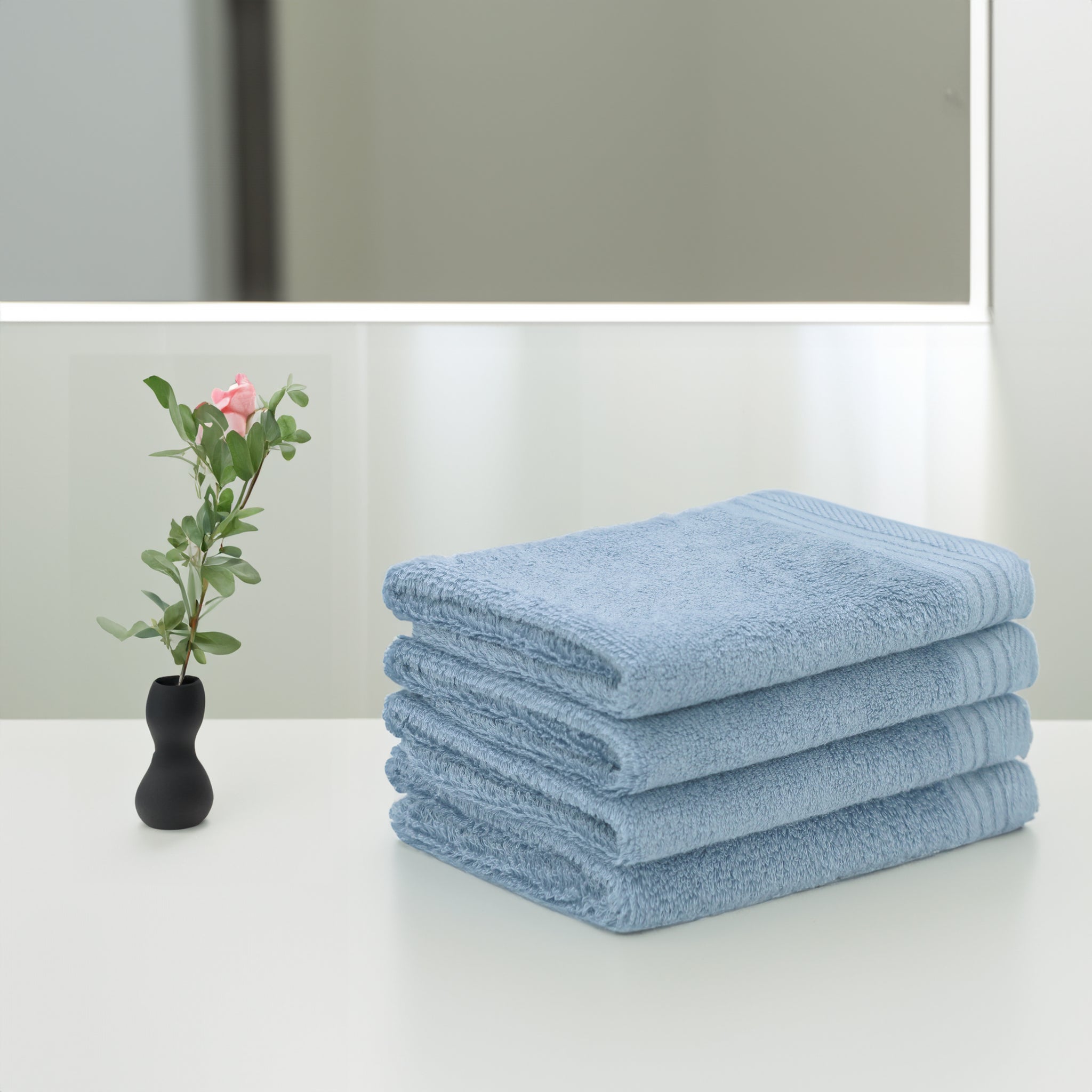 Premium Viscose Bamboo Washcloth Set - Pack of 4, 13x13 in Soft and Absorbent, Durable and Comfortable, Suitable for Body & Face, Baby and Adults