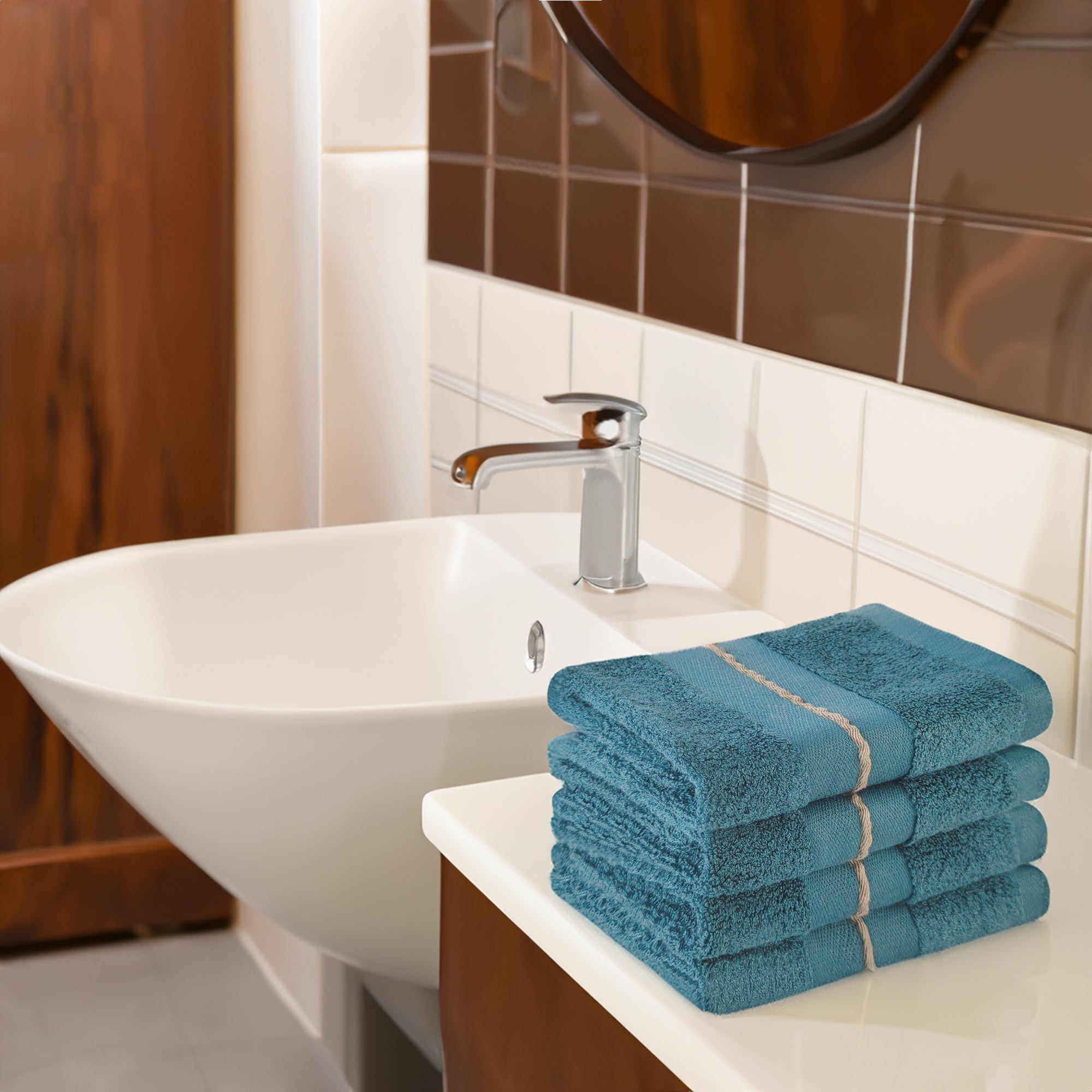 Premium Viscose Bamboo Washcloth Set - Pack of 4, 13x13 in Soft and Absorbent, Durable and Comfortable, Suitable for Body & Face, Baby and Adults