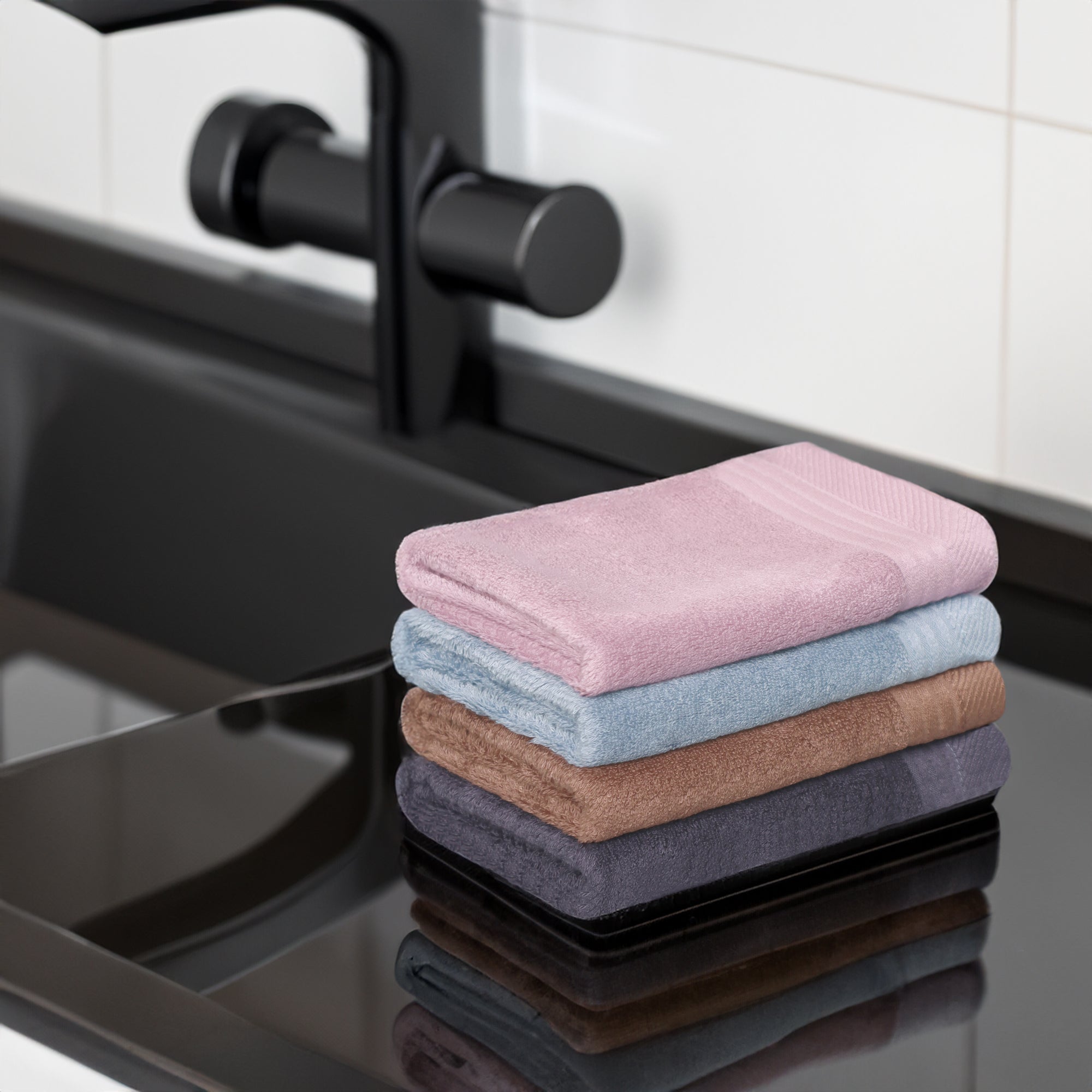 Premium Viscose Bamboo Washcloth Set - Pack of 4, 13x13 in Soft and Absorbent, Durable and Comfortable, Suitable for Body & Face, Baby and Adults