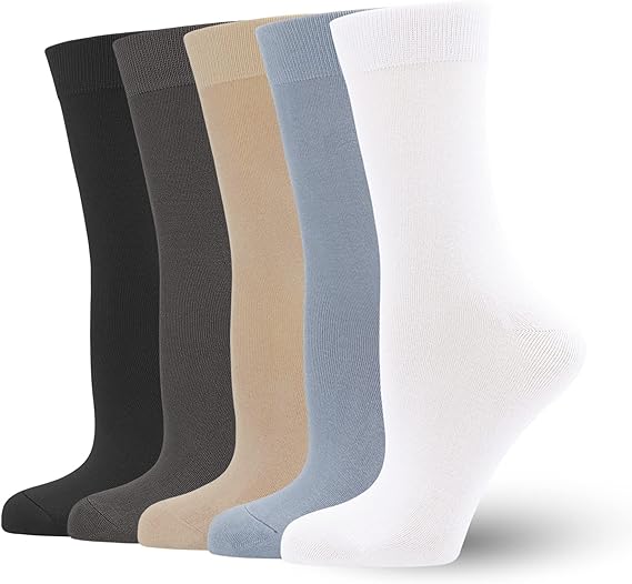 Womens Crew Socks Bamboo Calf sock Casual Dress Flat Seam Solf 5 Pairs Large / Assorted2 Womens Crew Socks Bamboo Calf sock Casual Dress Flat Seam Solf 5 Pairs Large / Assorted2