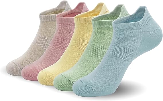 Women Ultra Thin Socks Bamboo Low Cut No Show Ventilating Low Ankle Anti Odor Arch Support Mesh Socks 5 Pairs
