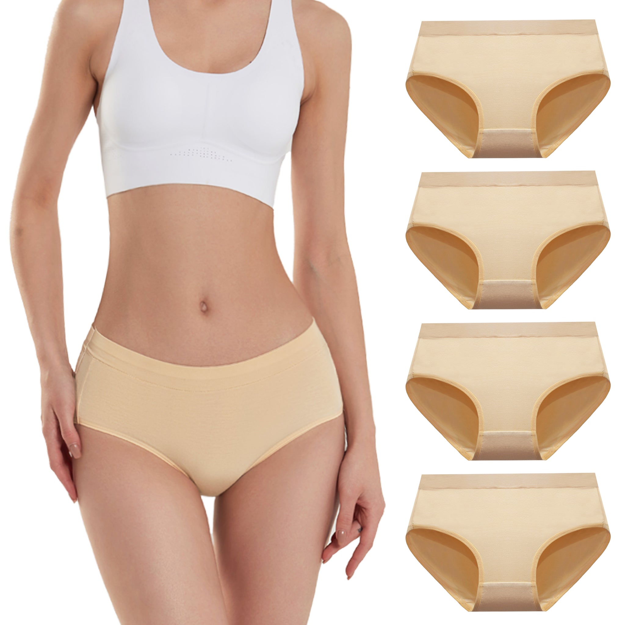 SERISIMPLE Bamboo Women Luxury Underwear Silky Comfy Ultra Soft Briefs  Breathable Stretch High&Mid Waist Panties 4 Pack