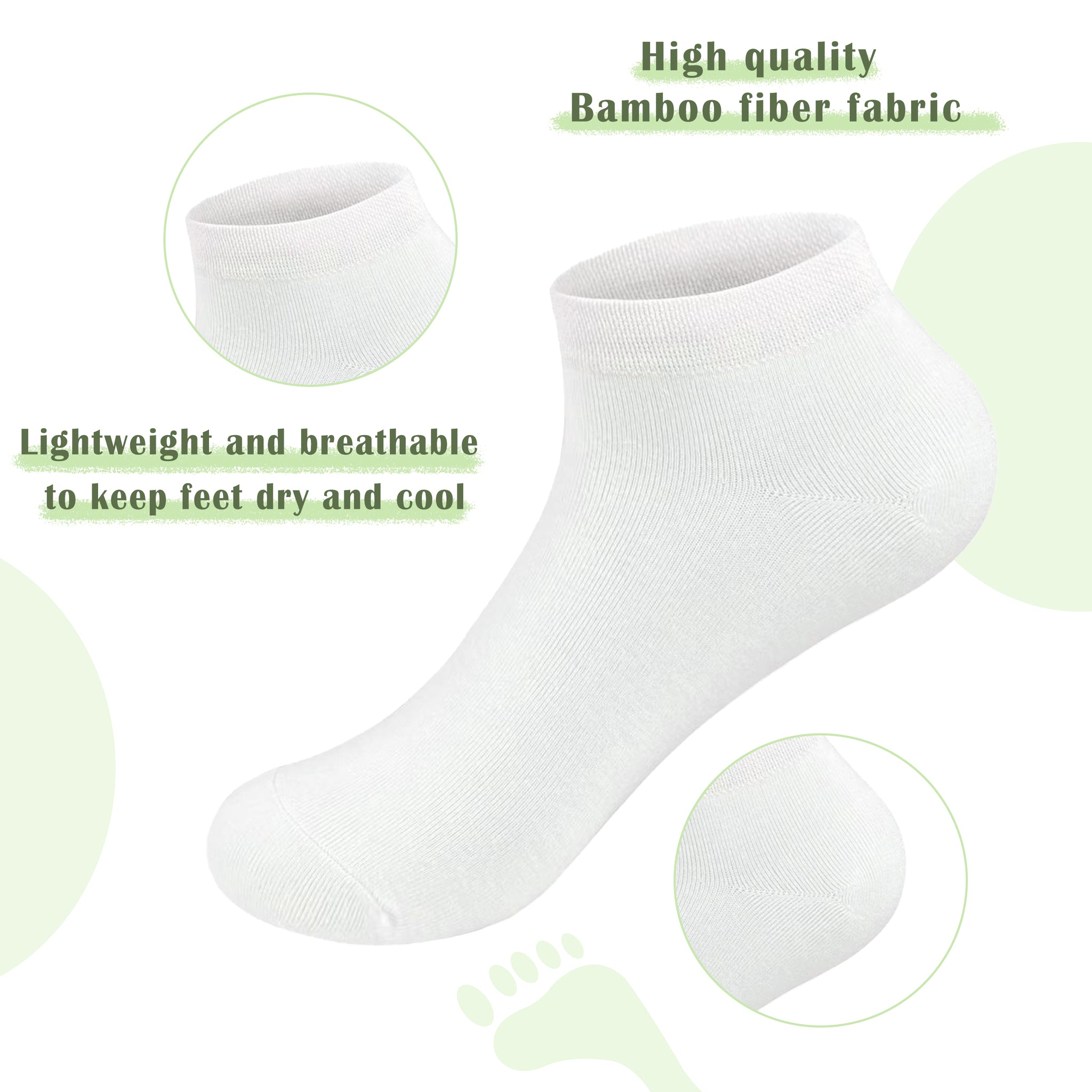 Bamboo Ankle Socks Athletic Thin Soft Sock Odor Resistant 5 Pairs - Serisimple