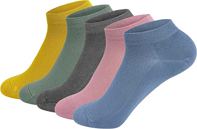 Women Mesh Ankle Socks Bamboo Summer Cool Socks Soft Ultra Thin Low Cut Sock 5 Pairs,4-8/9-11
