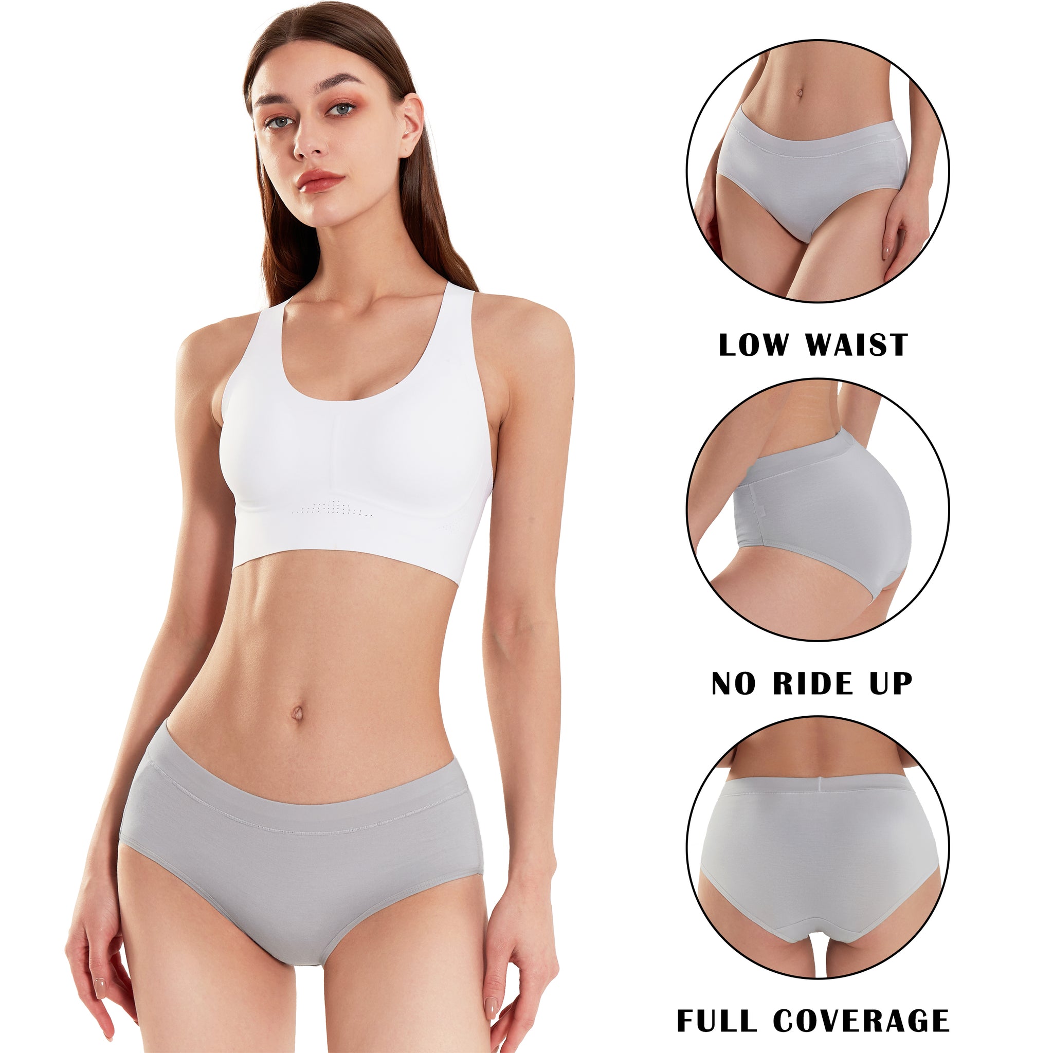 4 Pack Low Waisted Thongs For Women, Breathable Soft Stretchy Underwear