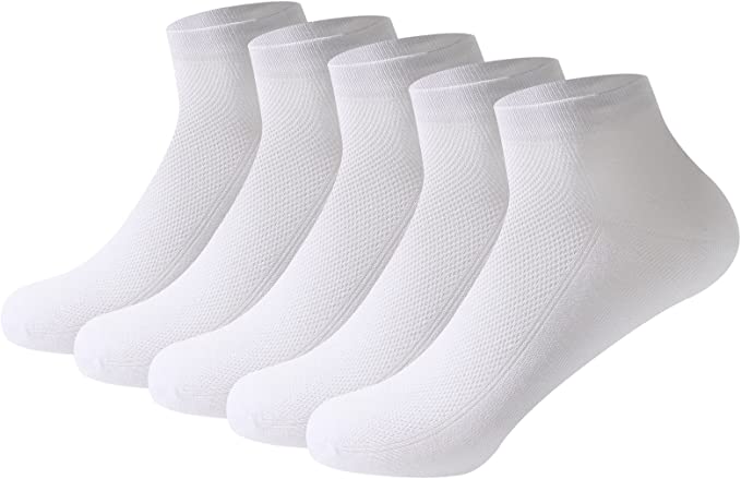 Women Mesh Ankle Socks Bamboo Summer Cool Socks Soft Ultra Thin Low Cut Sock 5 Pairs, 4-8/9-11