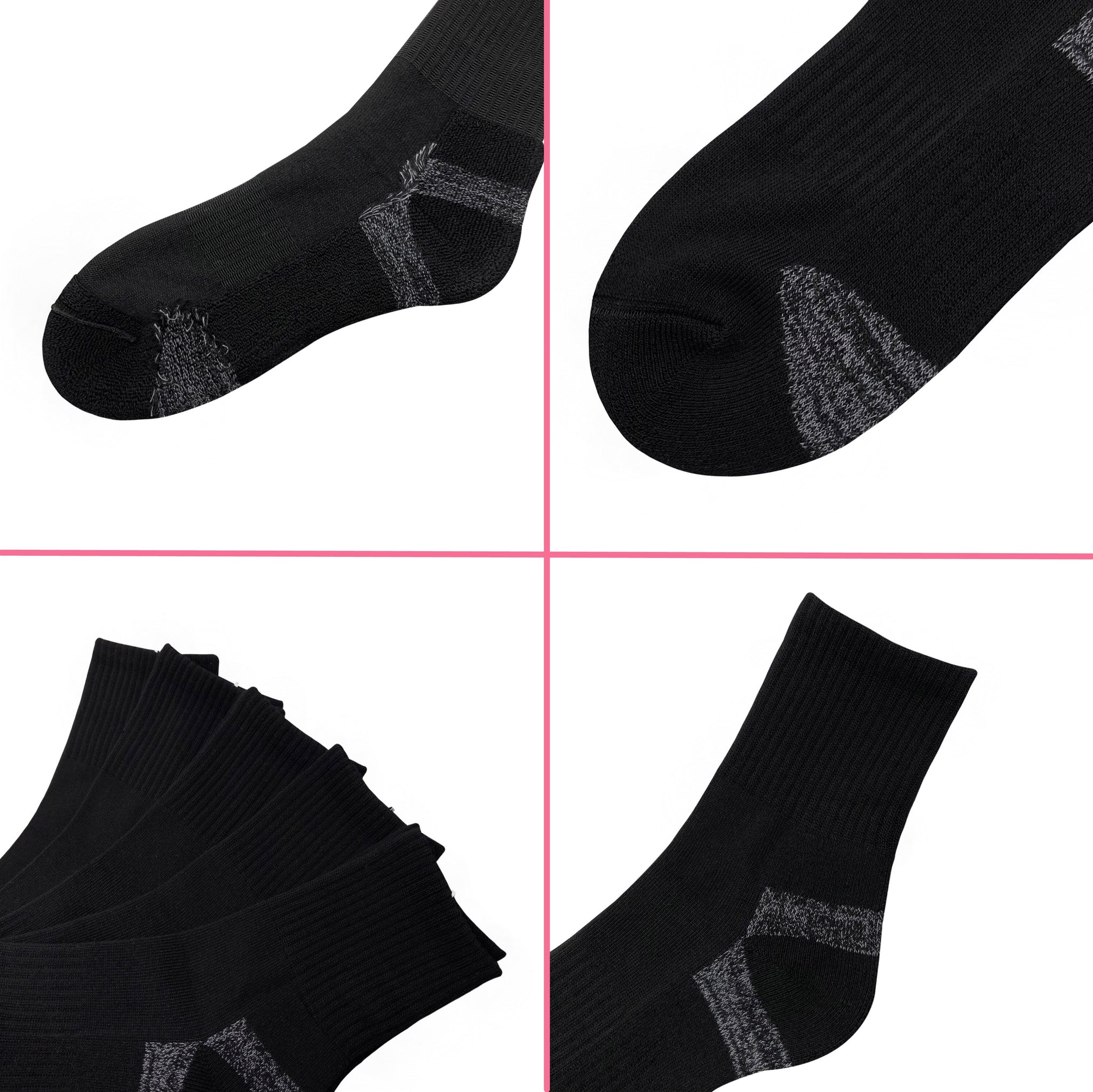 Bamboo Socks Ankle Low Cut Soft Cushion Work Sport Men s7-14 Black