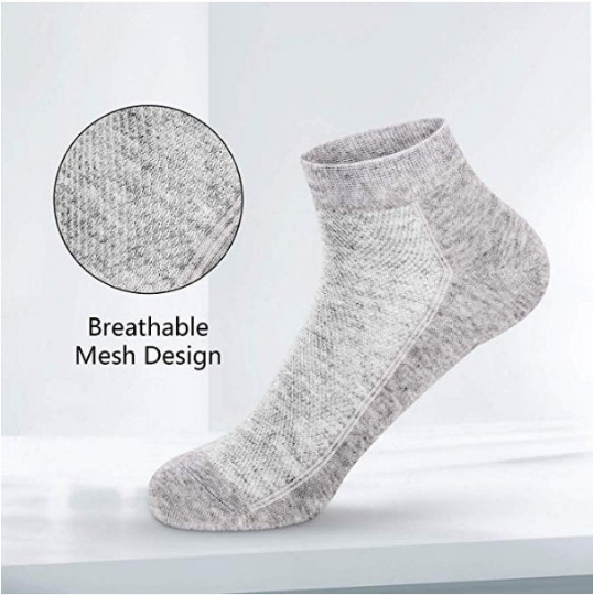 Bamboo Men Ankle Socks Thin Mesh Light Anti Odor Low Cut Soft Athletic Breathable Sock 5 Pairs - Serisimple
