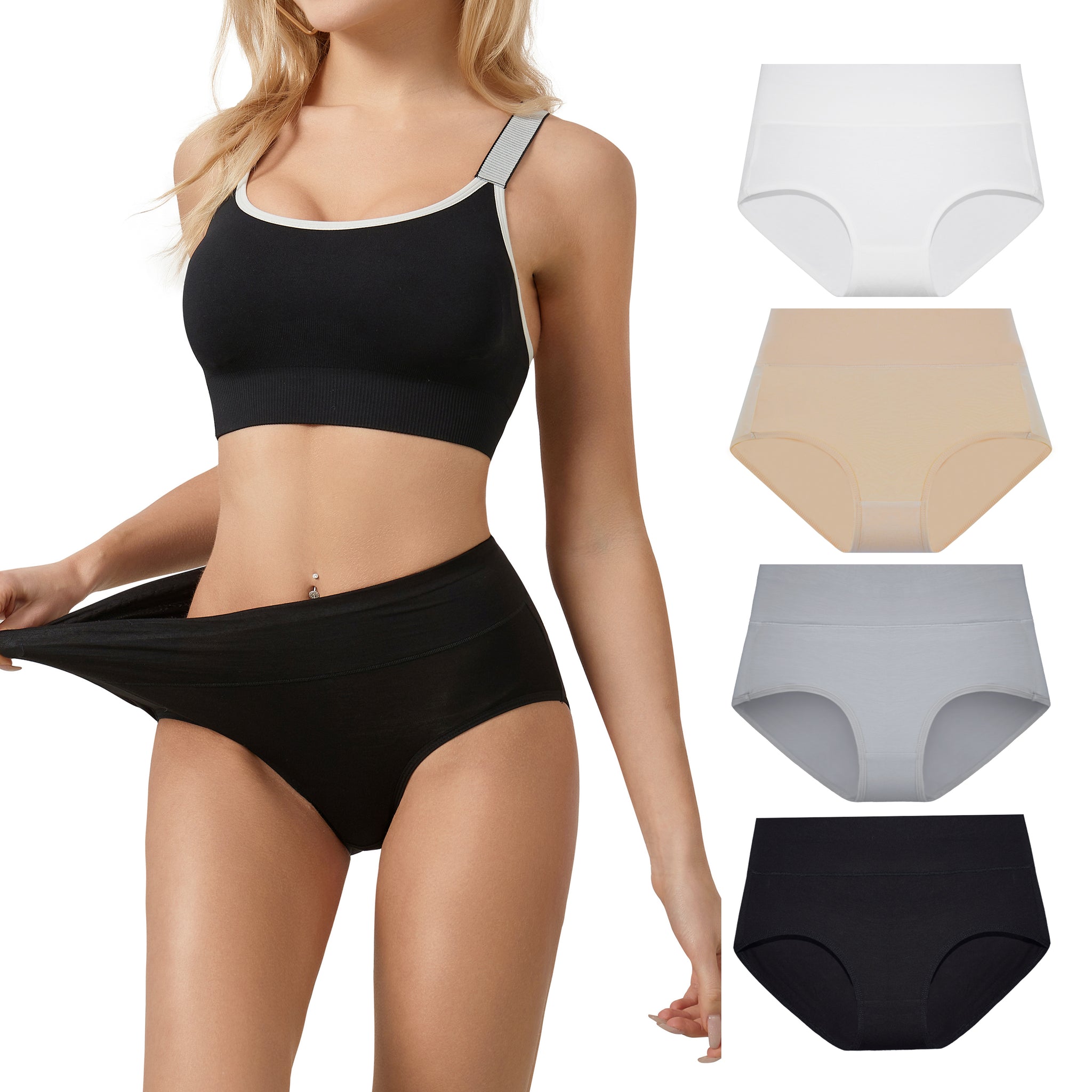 SERISIMPLE Bamboo Women Luxury Underwear Silky Comfy Ultra Soft Briefs  Breathable Stretch High&Mid Waist Panties 4 Pack